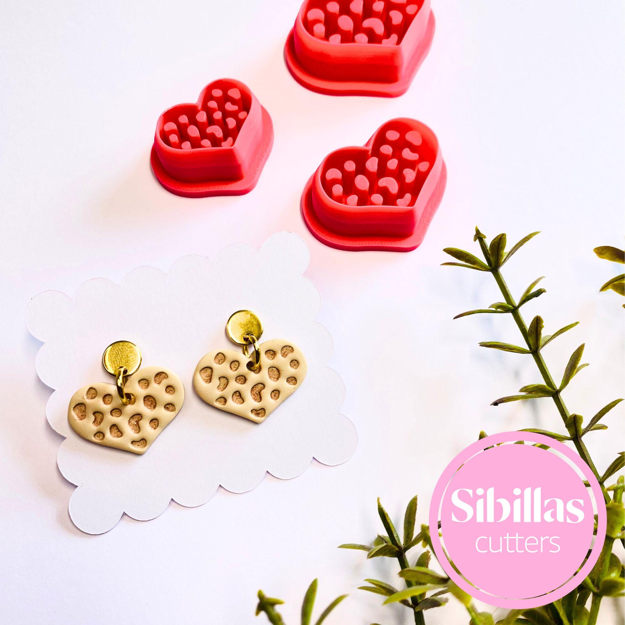 Leopard print heart cutter for polymer clay fashion earrings and accessories