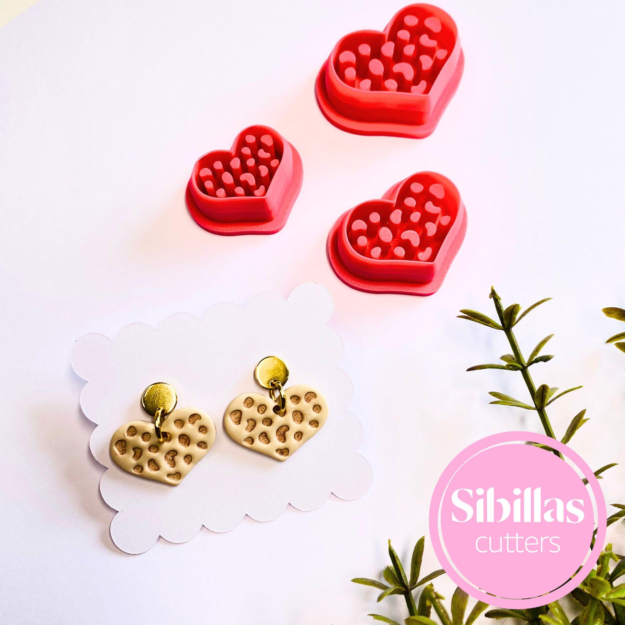 Leopard print heart cutter for polymer clay fashion earrings and accessories