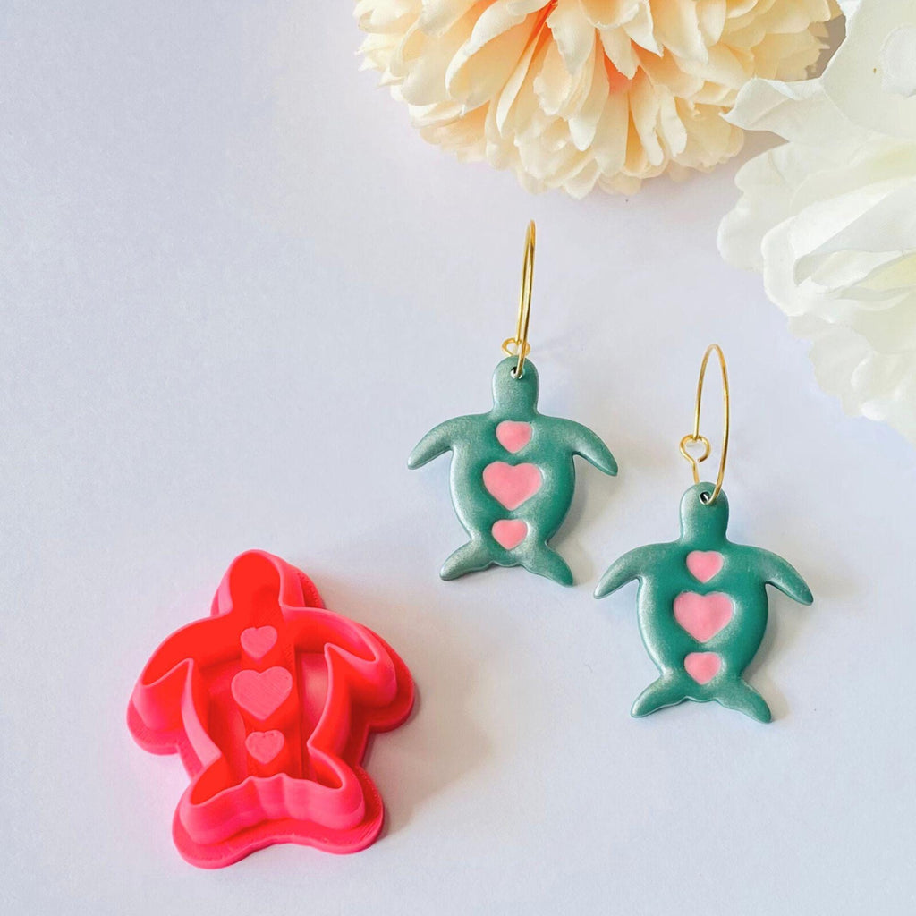 Turtle with Hearts Polymer Clay Cutters