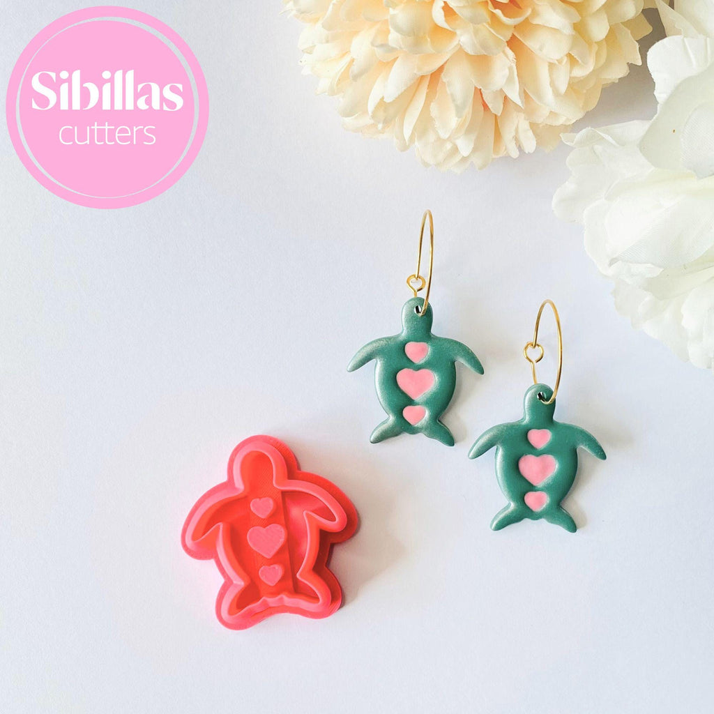 Turtle with Hearts Polymer Clay Cutters