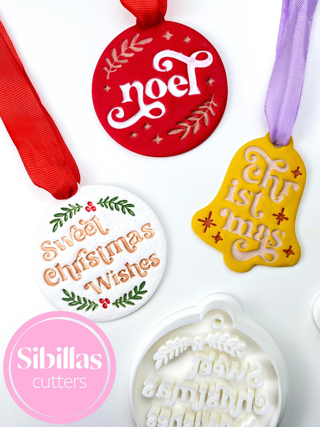 Christmas ornament clay cutters and bell polymer clay tools for holiday crafts