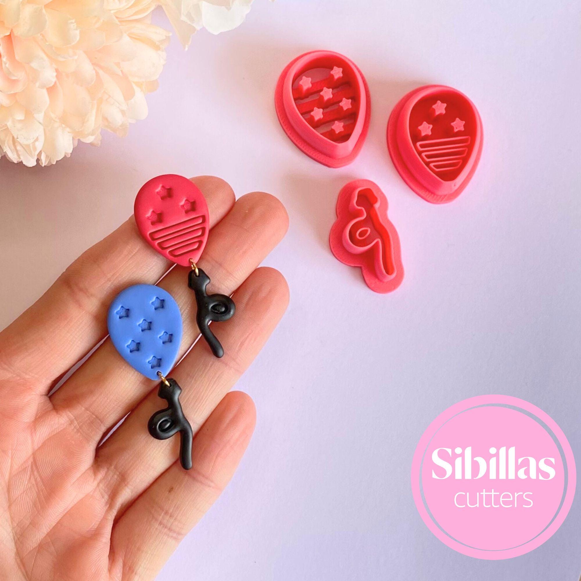 Patriotic balloon clay cutter set for 4th of July polymer clay projects