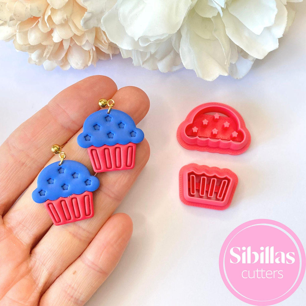 Fourth of July USA cupcake clay cutter for handmade earrings and decorations