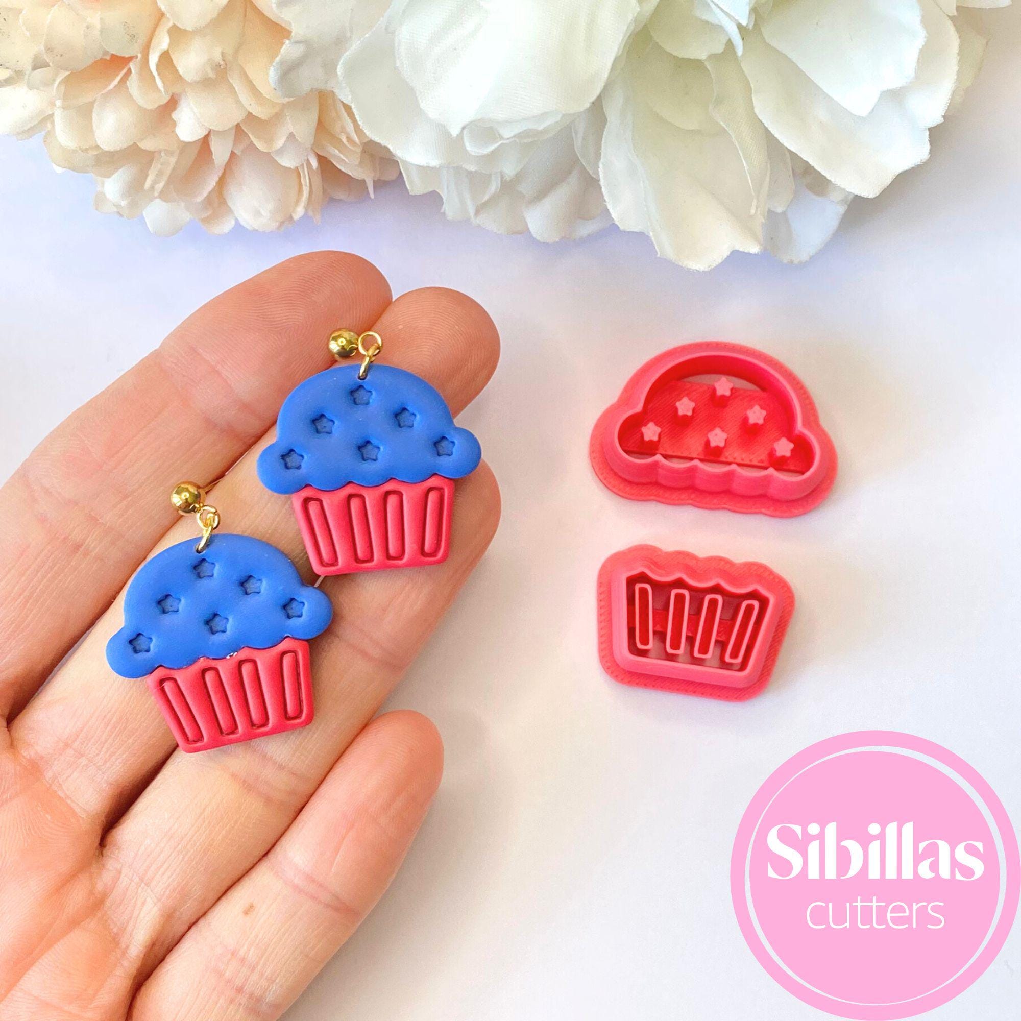Fourth of July USA cupcake clay cutter for handmade earrings and decorations