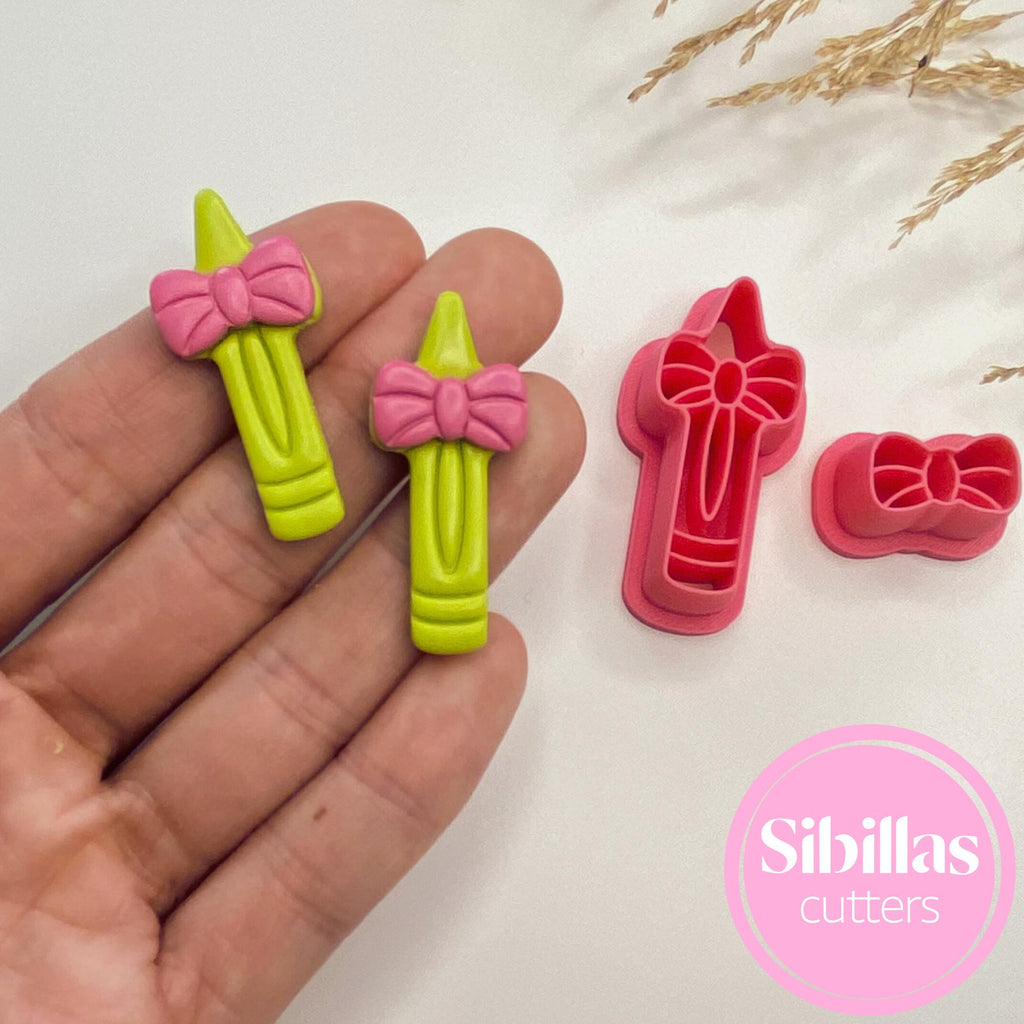 Polymer clay crayon cutter for autumn earrings, teacher gifts, and school jewelry