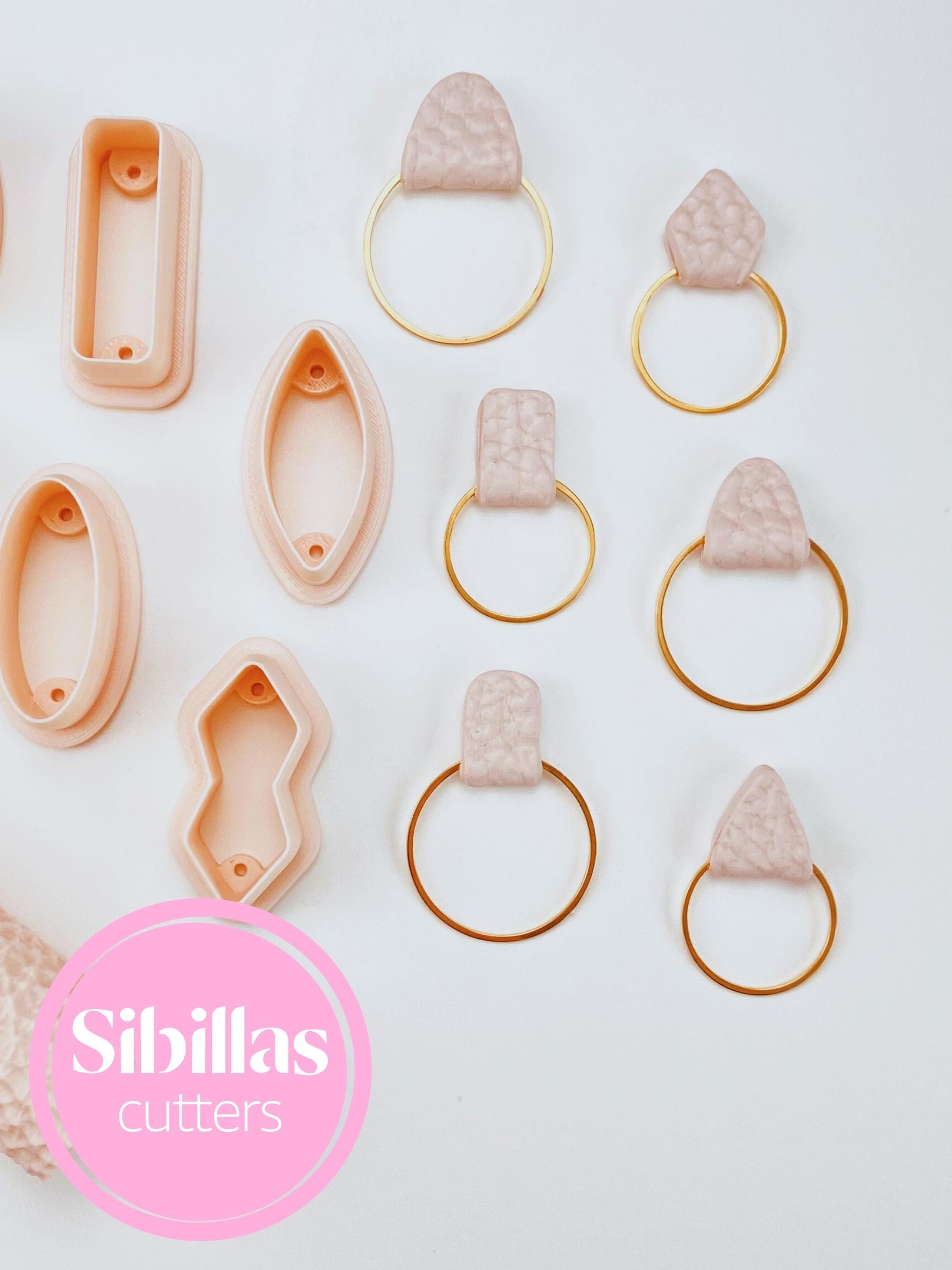 Unique polymer clay cutter for creating leather-style earring connectors and charms