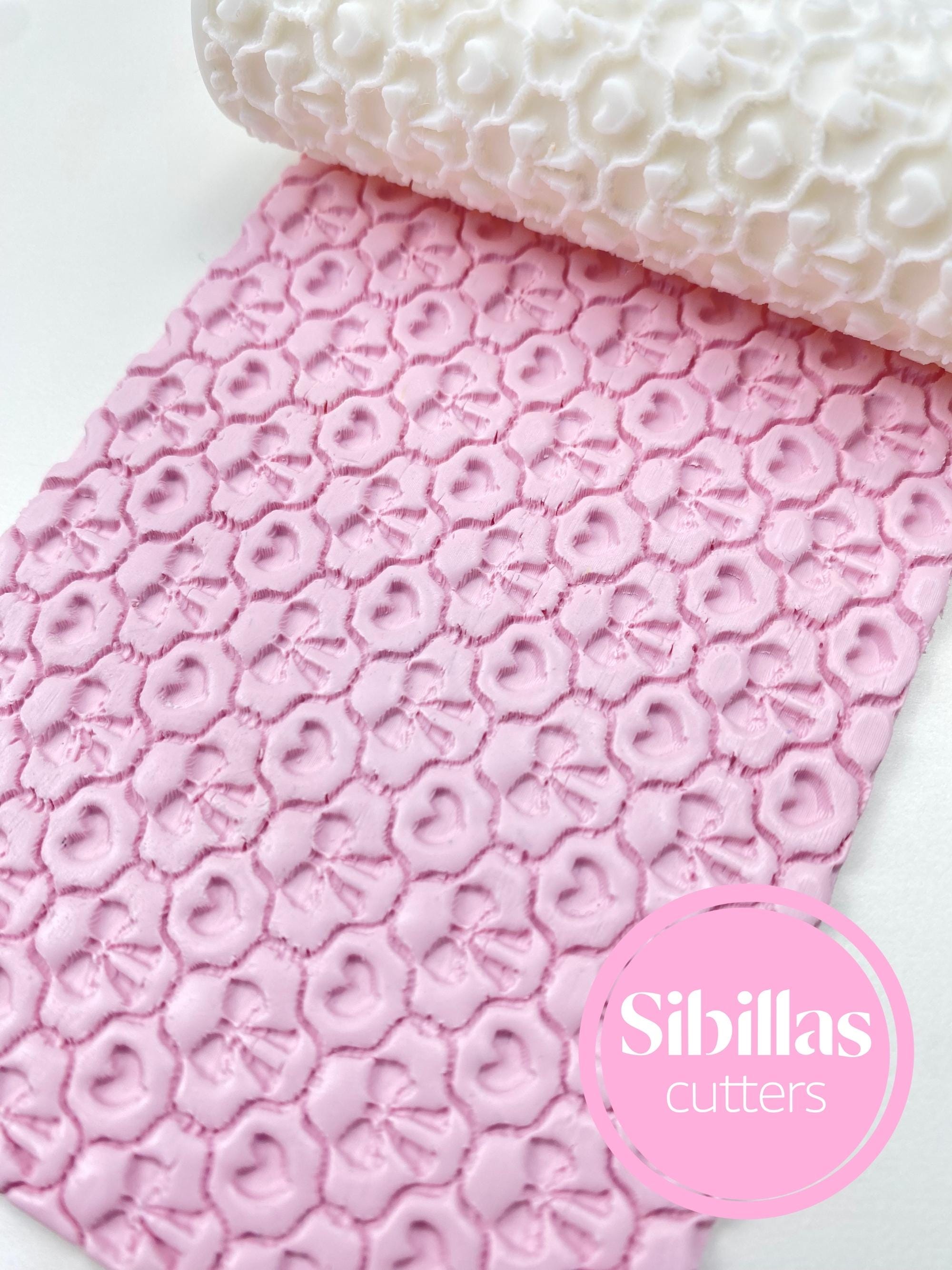 Valentine texture roller for polymer clay with romantic heart pattern