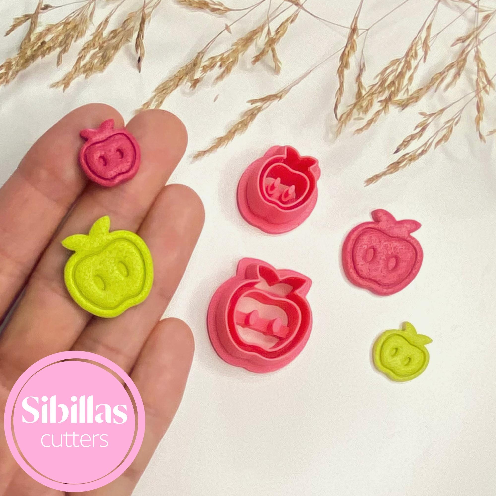 Apple polymer clay cutter for teacher earrings and fruit-themed jewelry