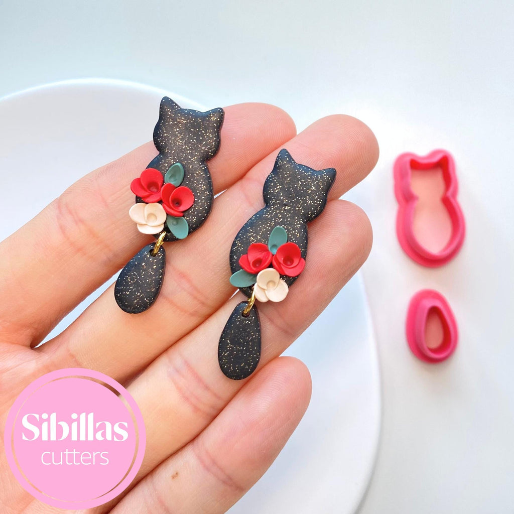 Black cat clay cutter for spooky DIY earrings and holiday projects