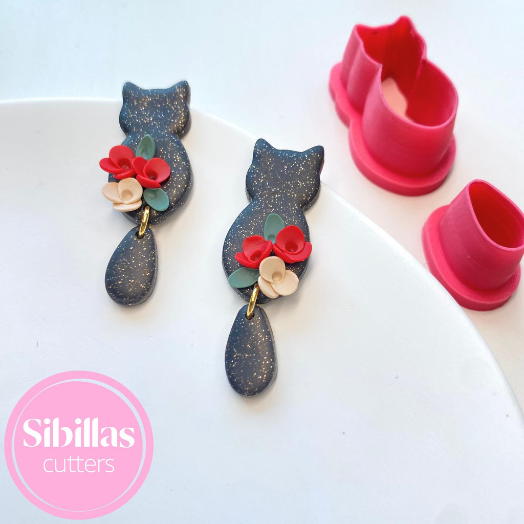 Cute black cat polymer clay cutter for handmade jewelry and clay crafts