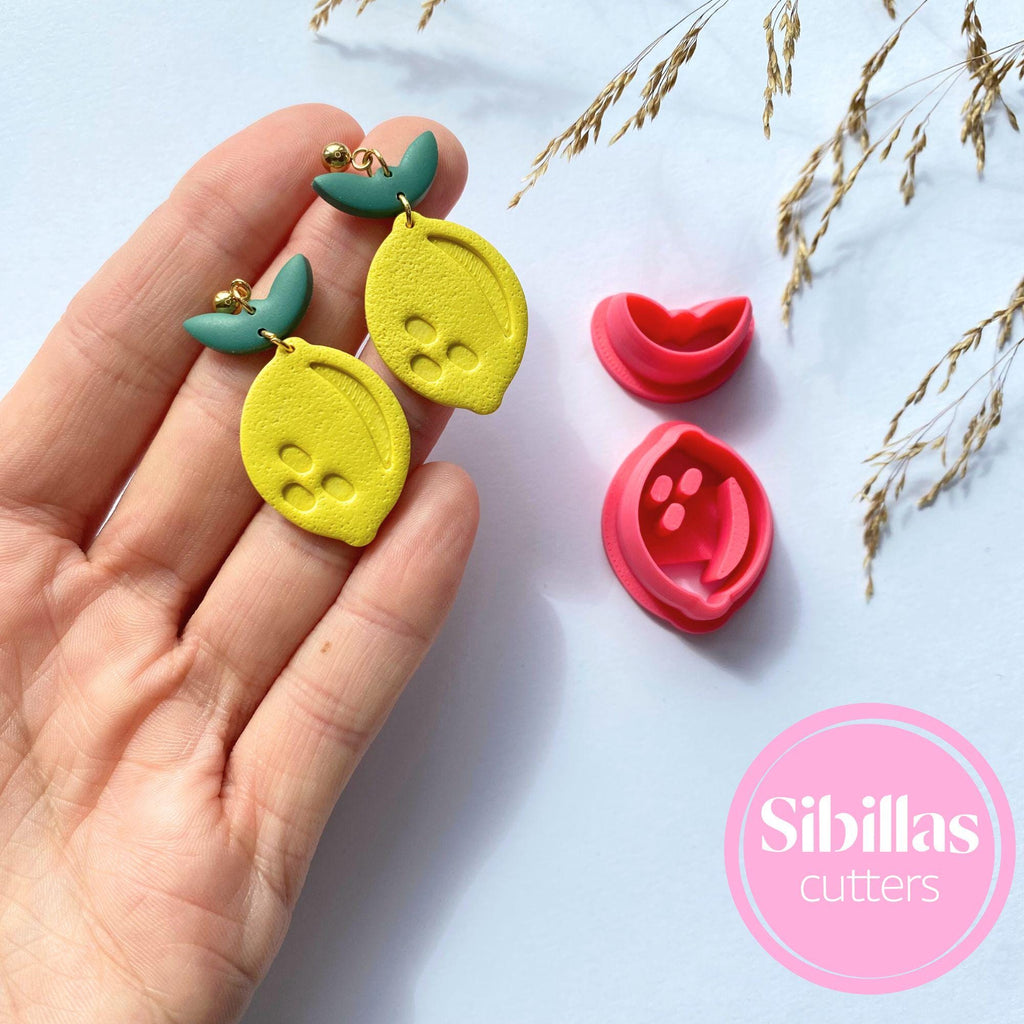 Lemon dangle clay cutter set for creating handmade polymer clay earrings
