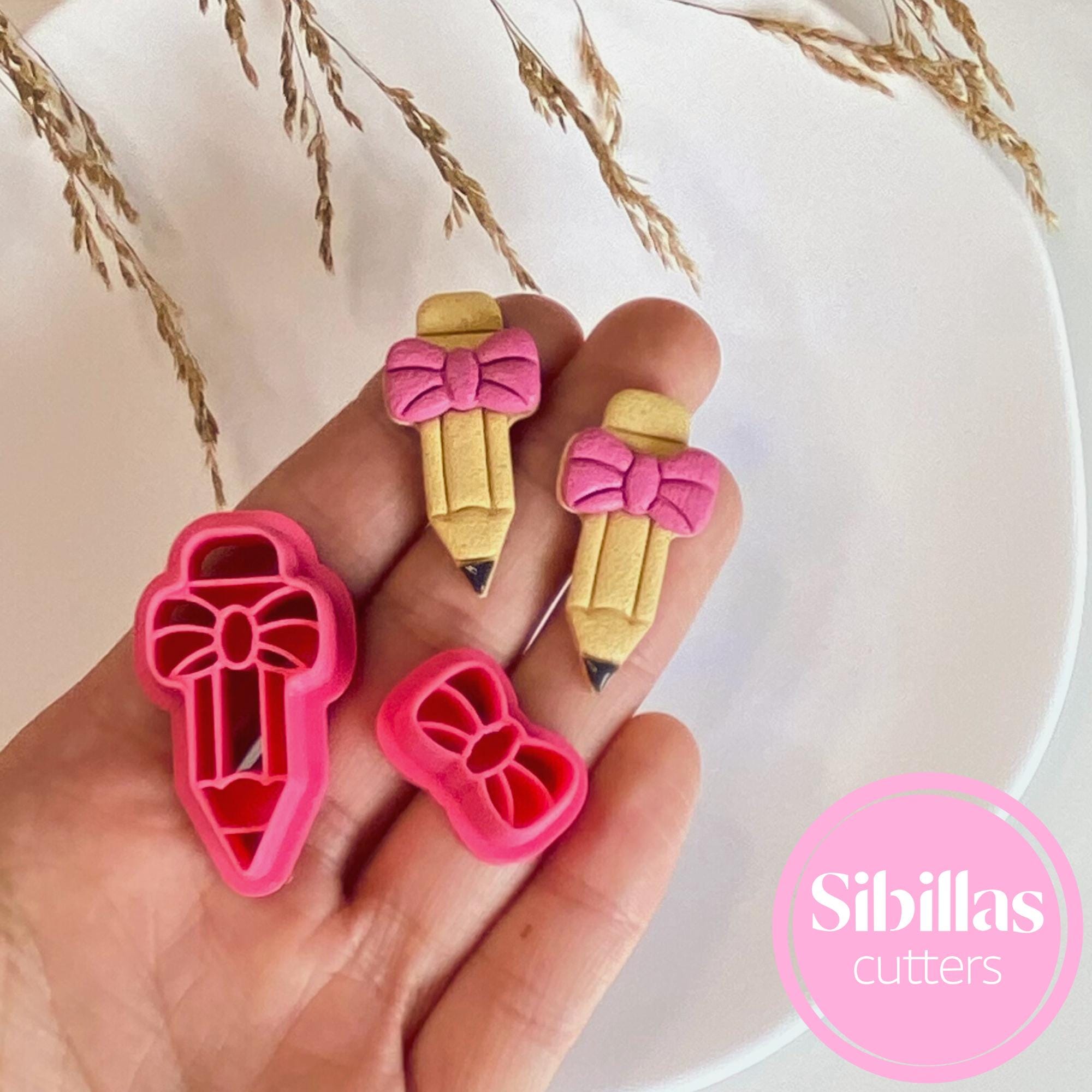 Cute pencil with bow clay cutter for handmade earrings and teacher gifts