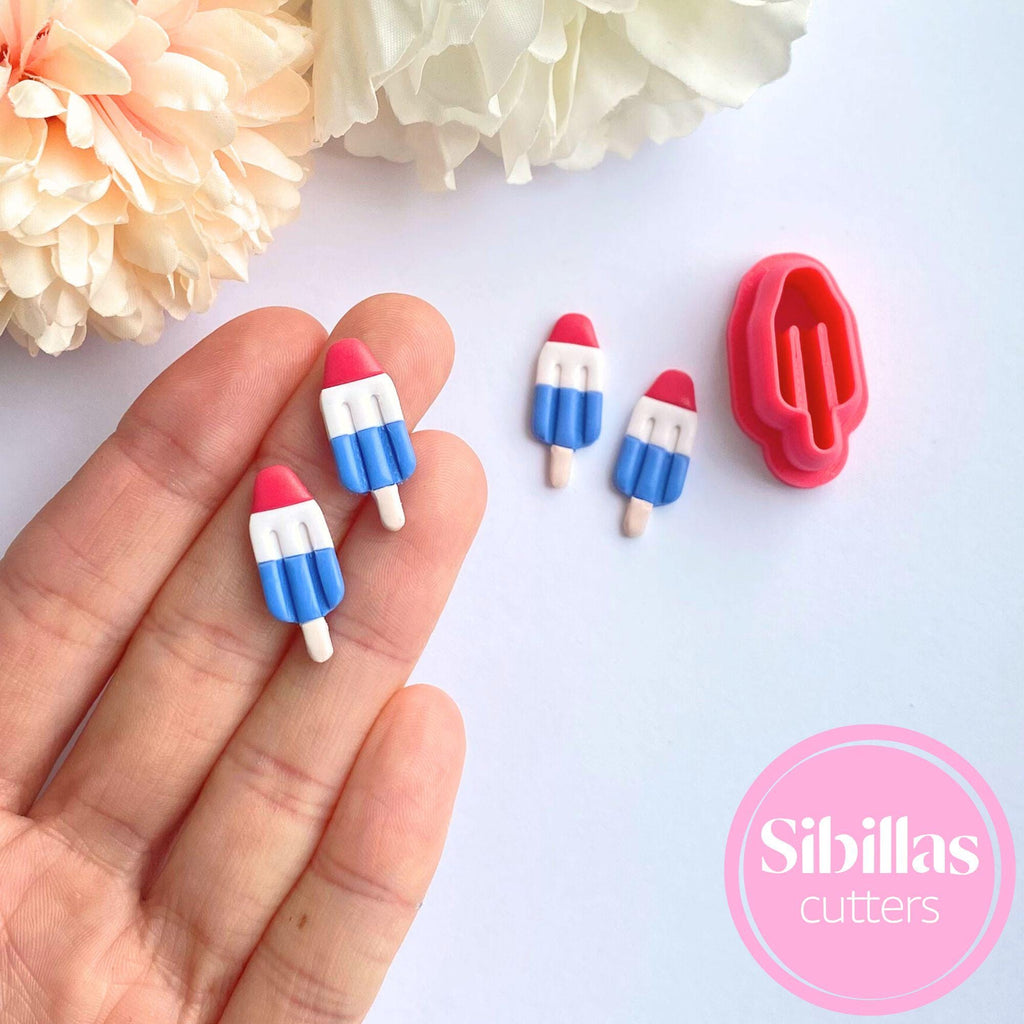 Fourth of July popsicle clay cutter for patriotic earrings and charms