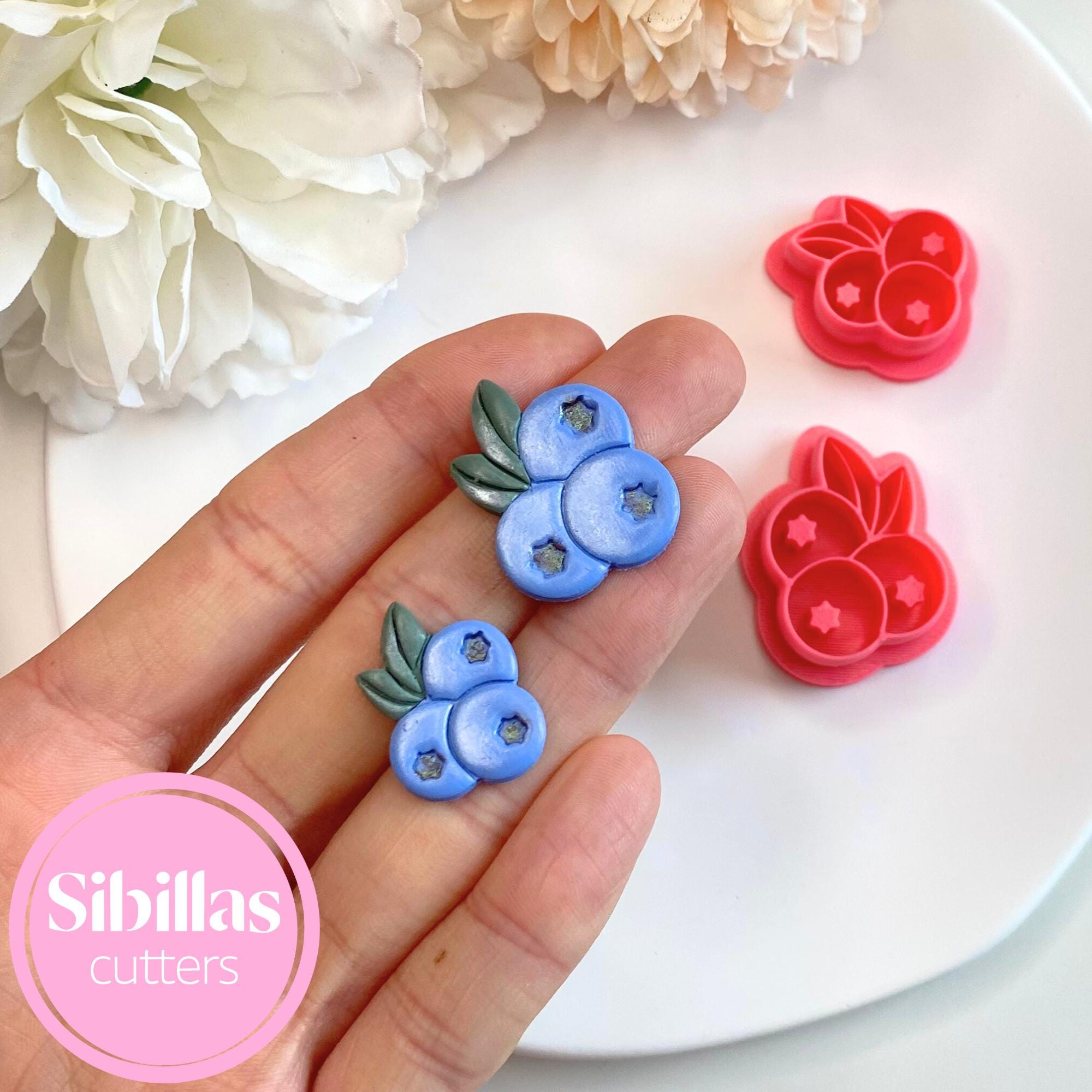 Fruit-themed blueberry clay cutter for autumn earrings and jewelry making