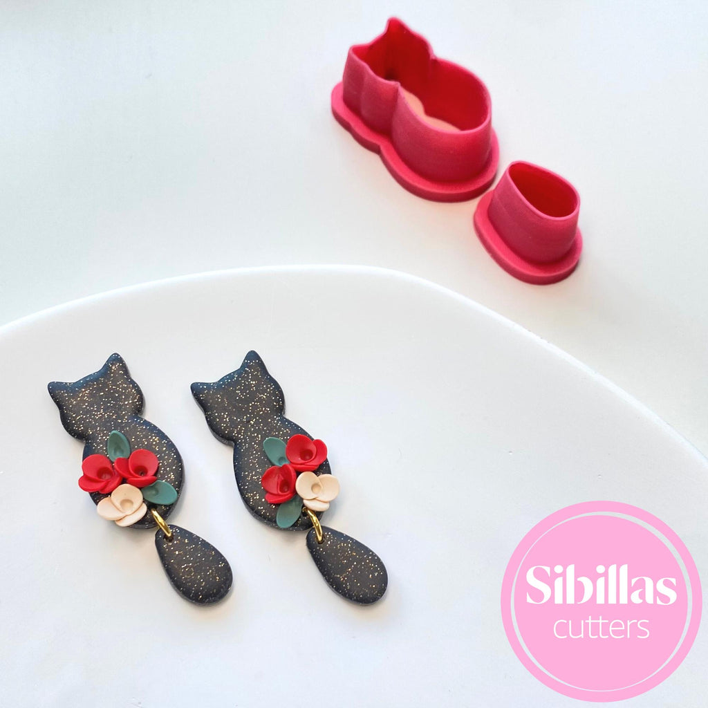 Halloween-themed polymer clay black cat cutter for charms and earrings
