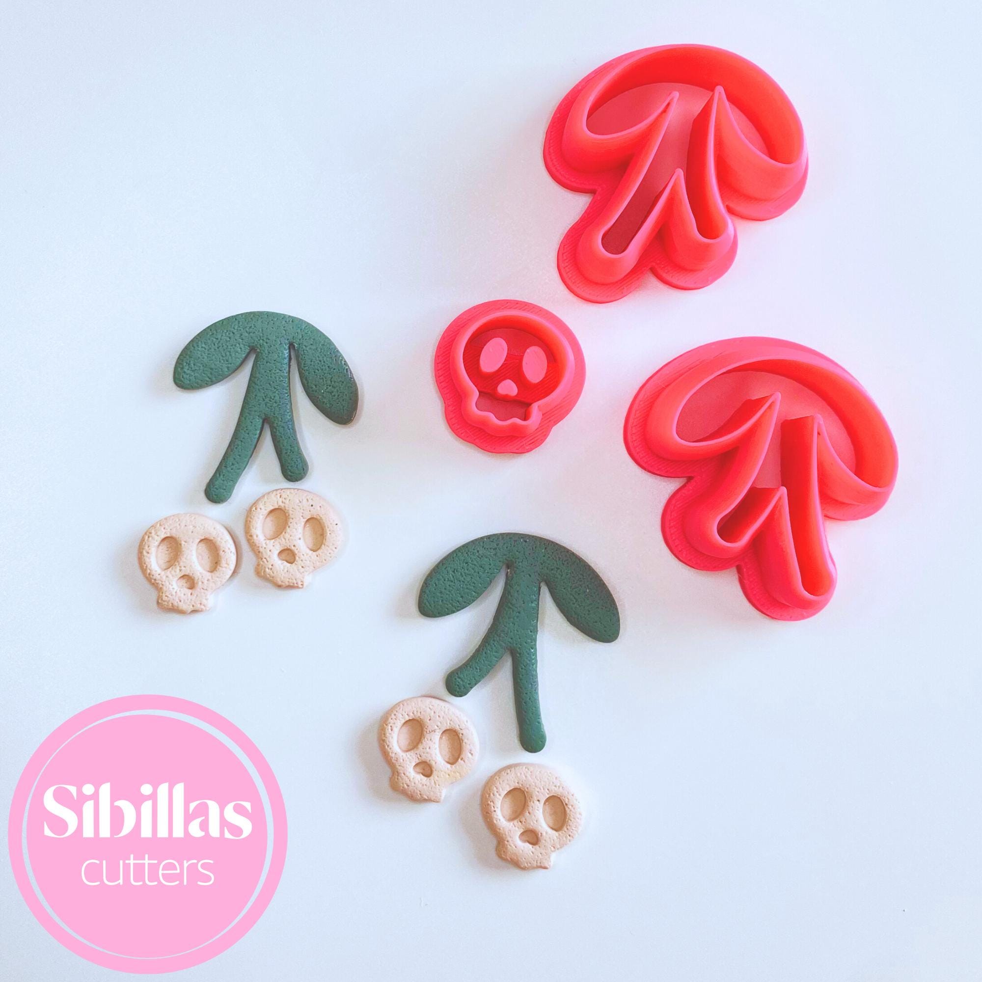 Halloween cherry skull clay cutter for making polymer clay earrings and decorations