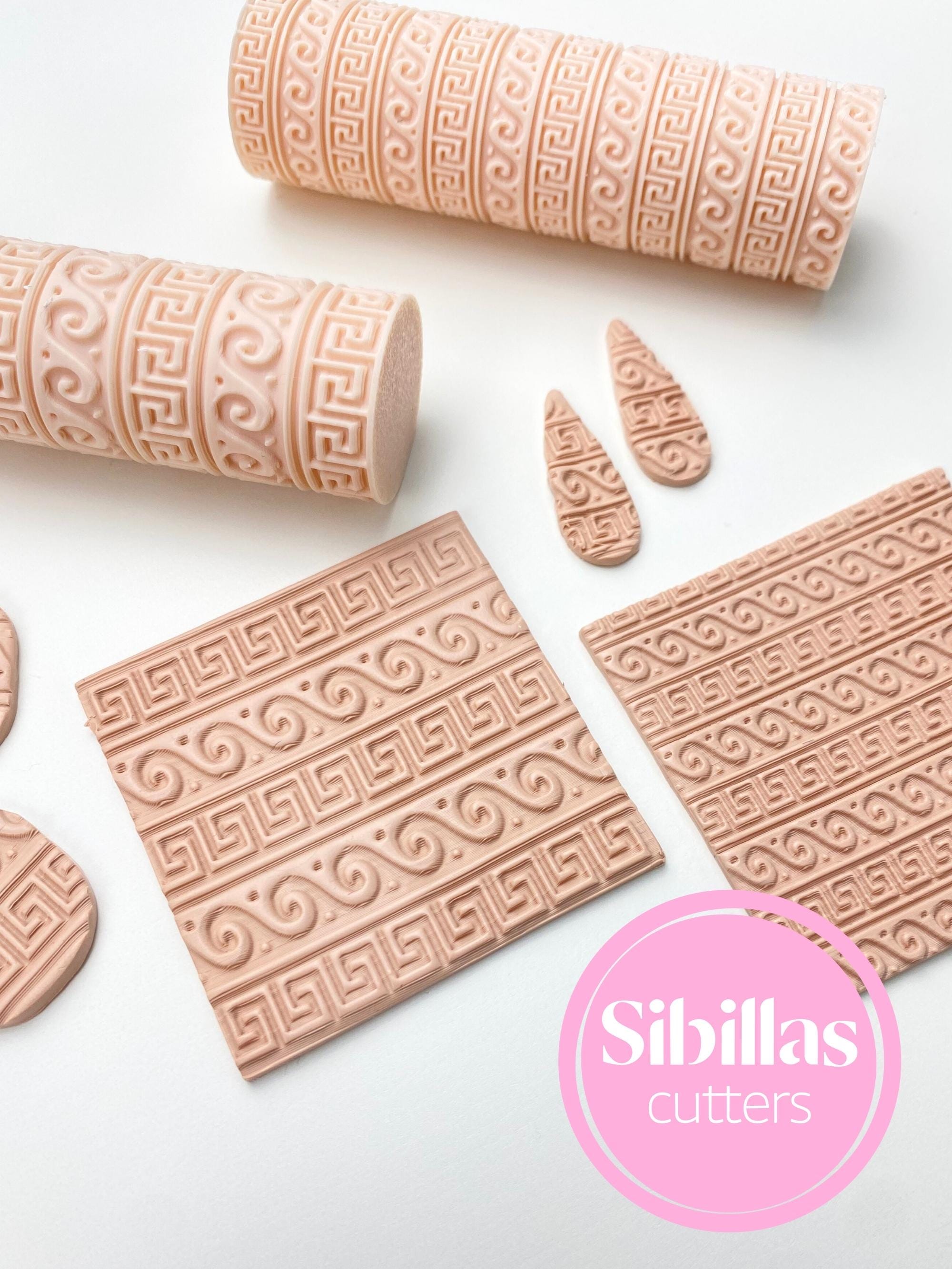 Clay texture tool with ancient Greek design for pottery, ceramics, and jewelry