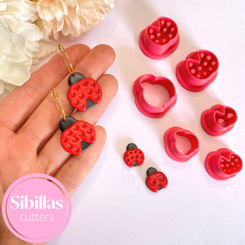Ladybug polymer clay cutter for earrings, charms, and DIY craft projects for earrings, charms, and DIY craft projects