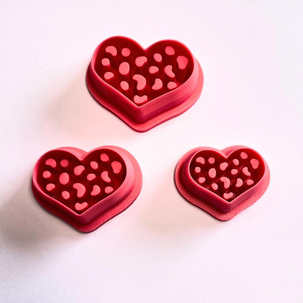Leopard print heart cutter for polymer clay fashion earrings and accessories