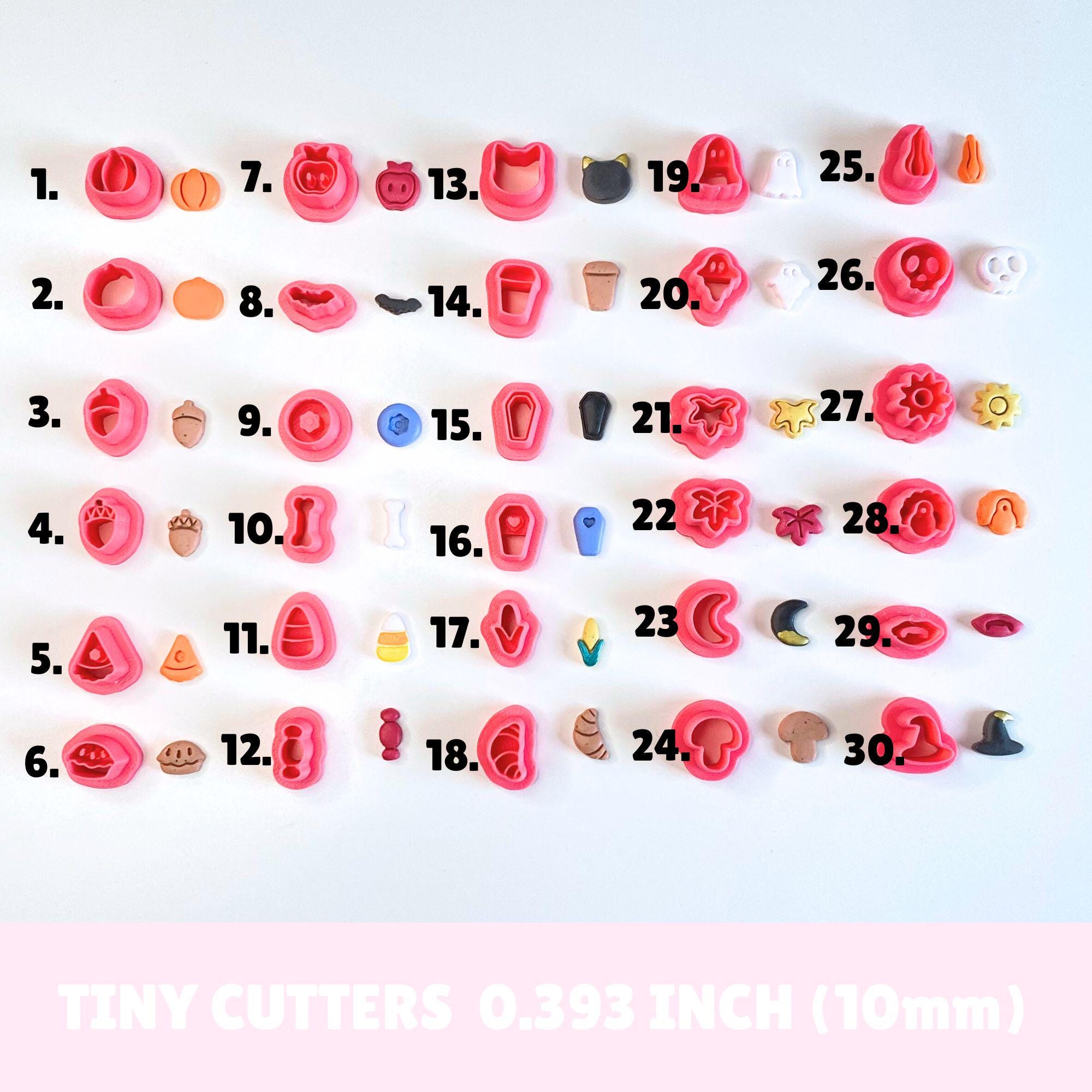 Mini Halloween-themed polymer clay cutters for fall jewelry and handmade charms