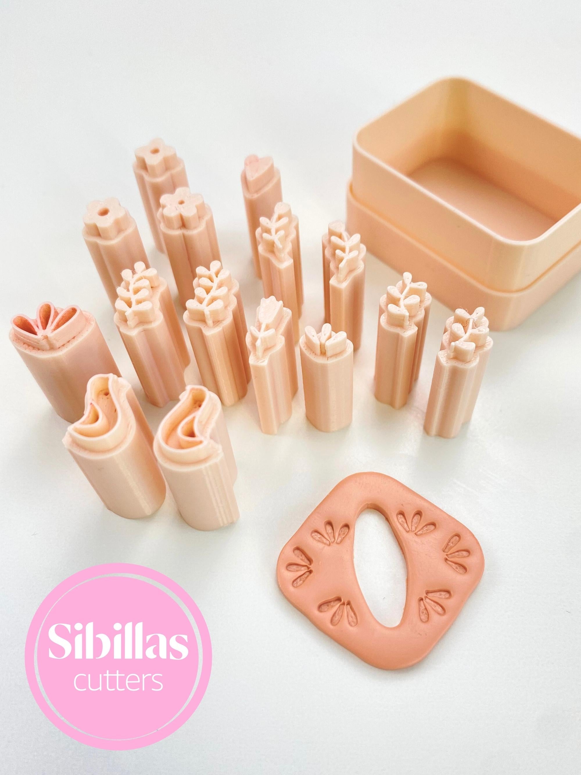 Mini Nordic flower clay stamps for detailed polymer clay impressions