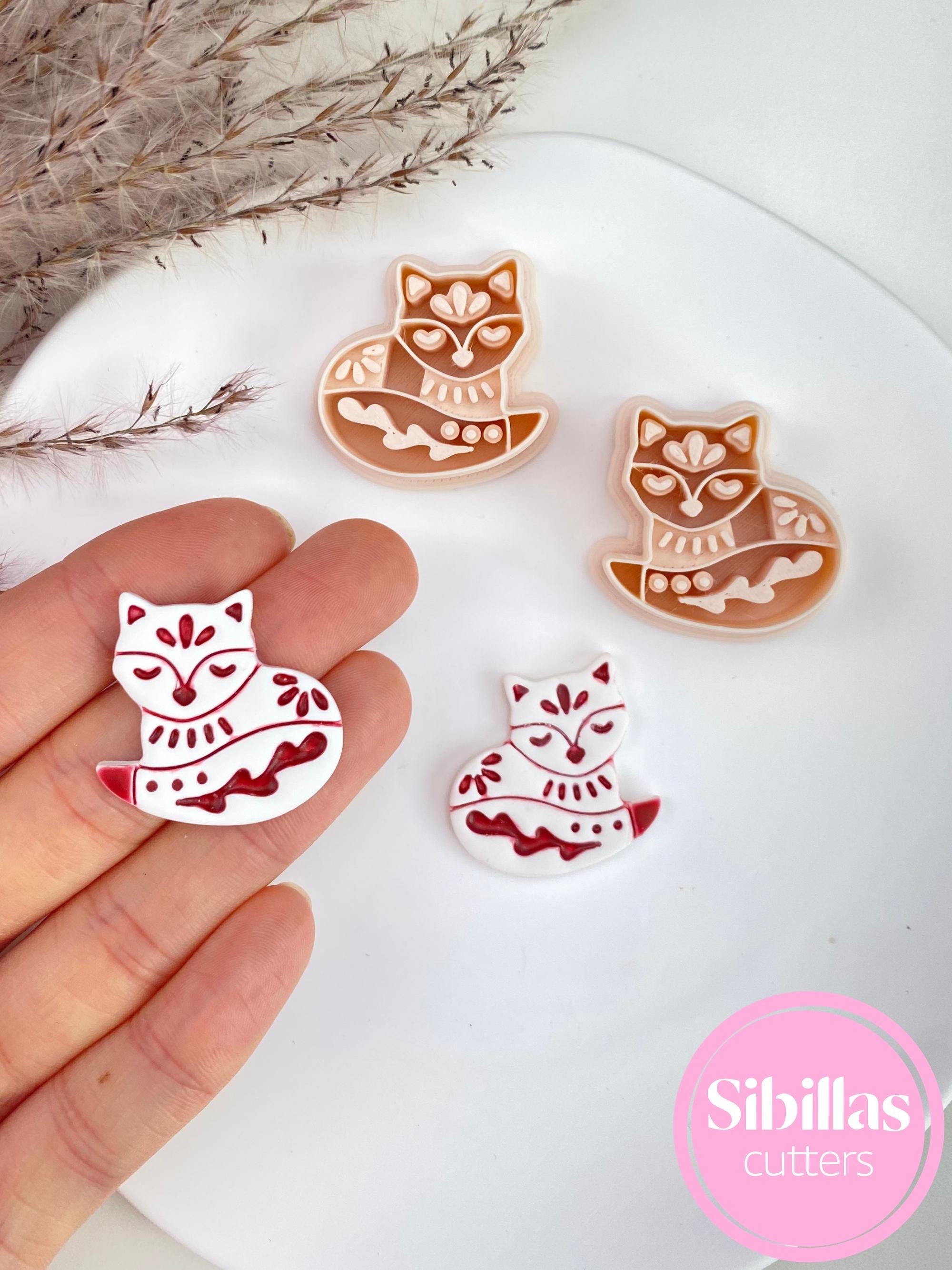 Nordic fox polymer clay cutter set for mirrored earrings and DIY jewelry