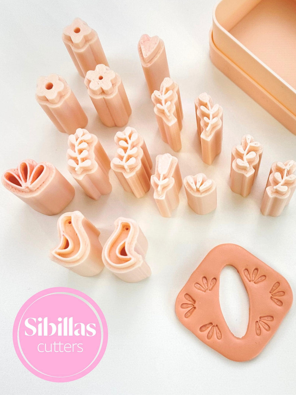 Nordic floral clay stamps set for mini folk art flower polymer clay designs