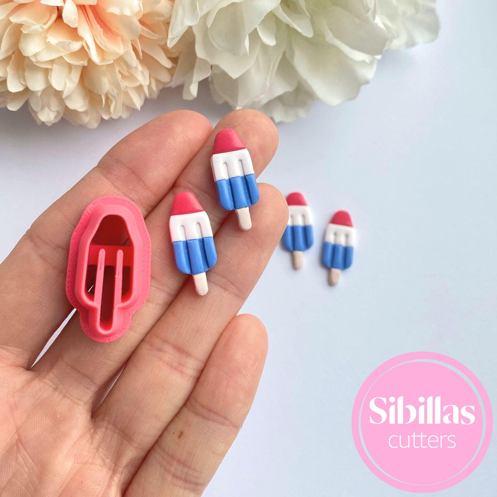 Patriotic popsicle clay cutter for DIY earrings, charms, and 4th of July jewelry