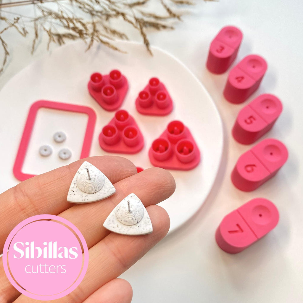 Polymer clay earring post embed tool for DIY stud earrings and jewelry