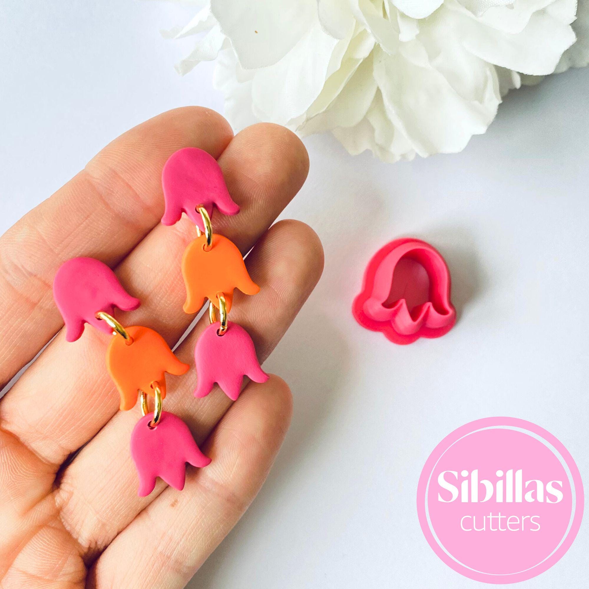 Polymer clay floral cutter shaped like a tulip for DIY jewelry projects