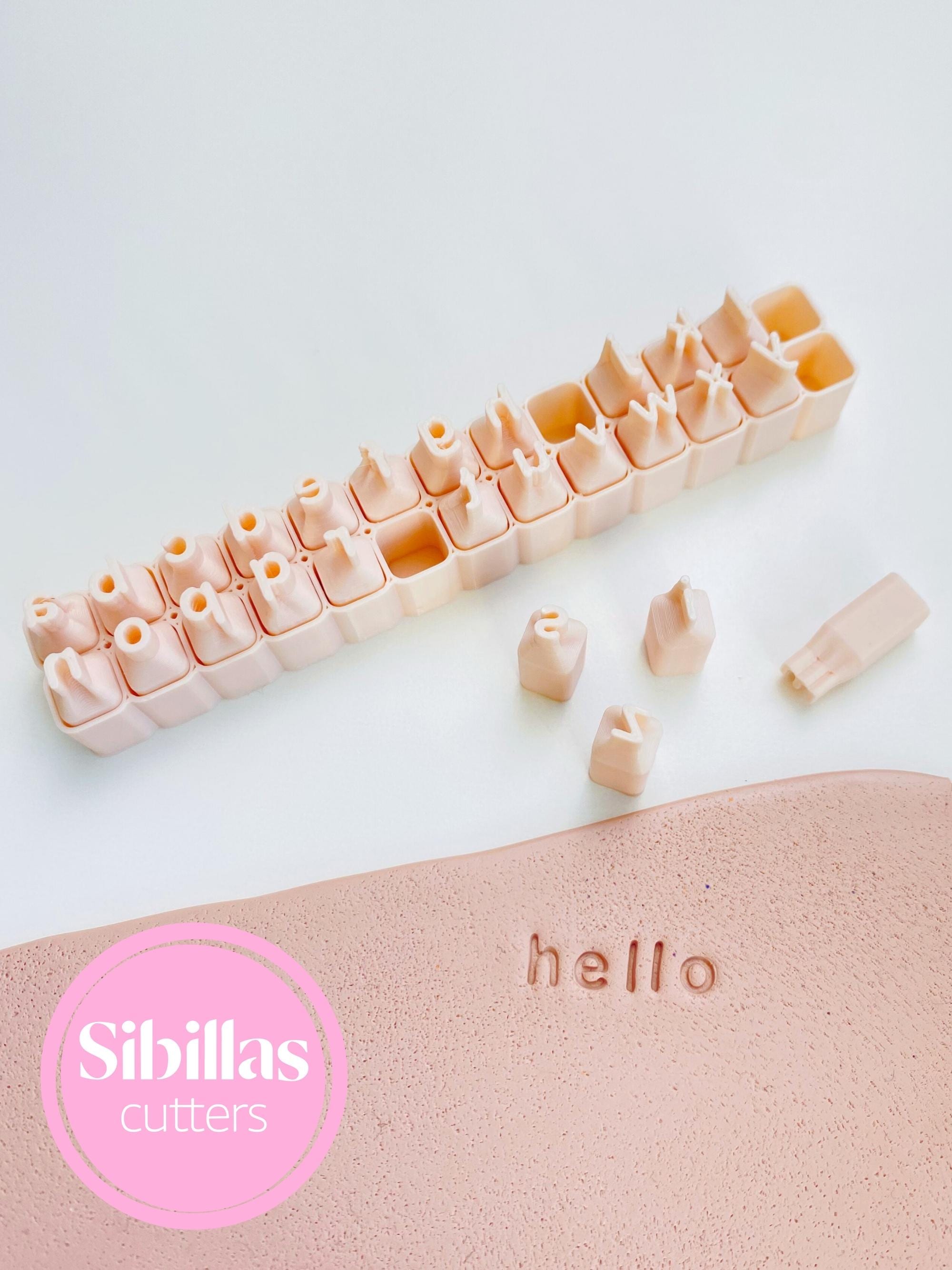 Polymer clay lowercase alphabet stamp set for DIY crafts and jewelry