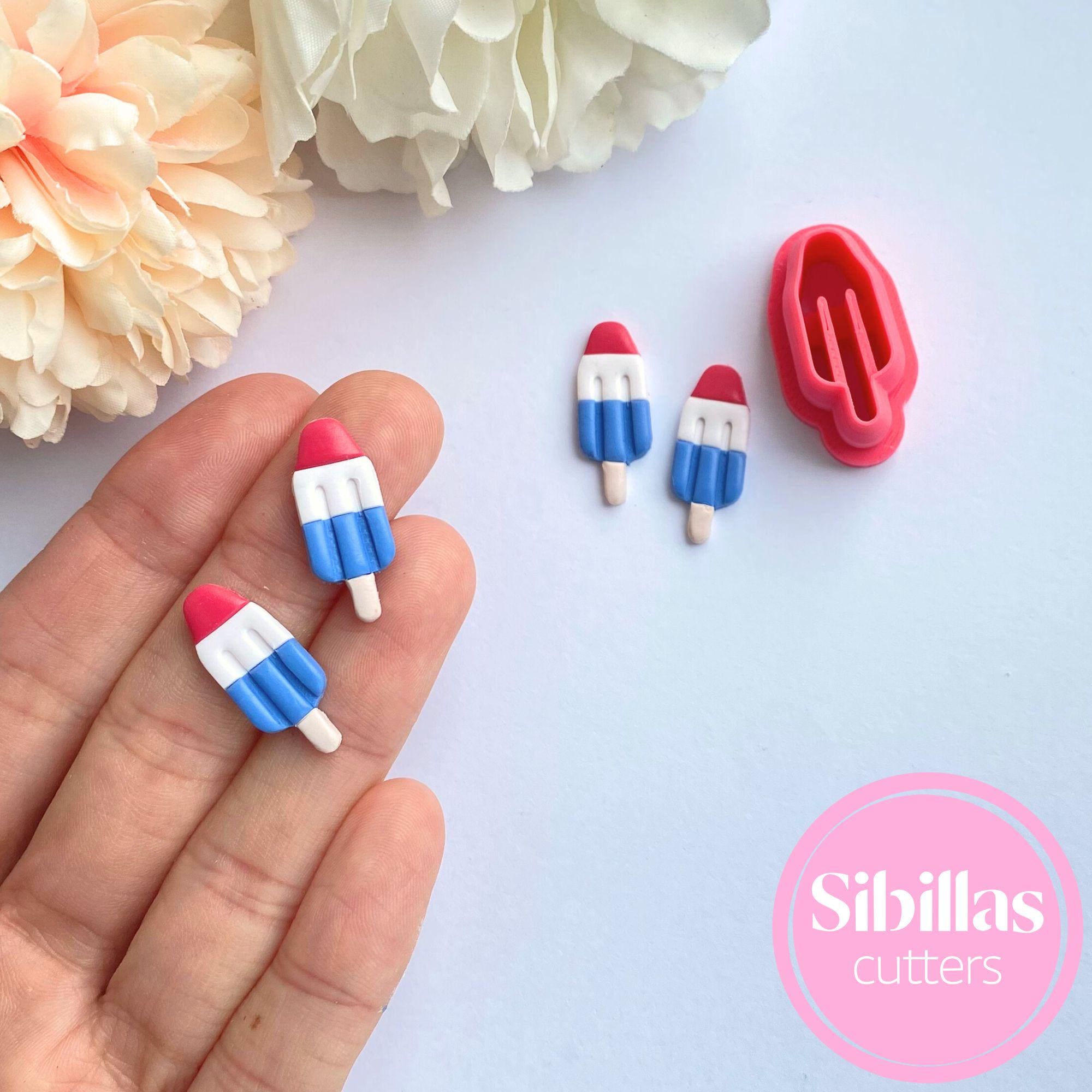 Red white and blue popsicle polymer clay cutter for festive summer earrings