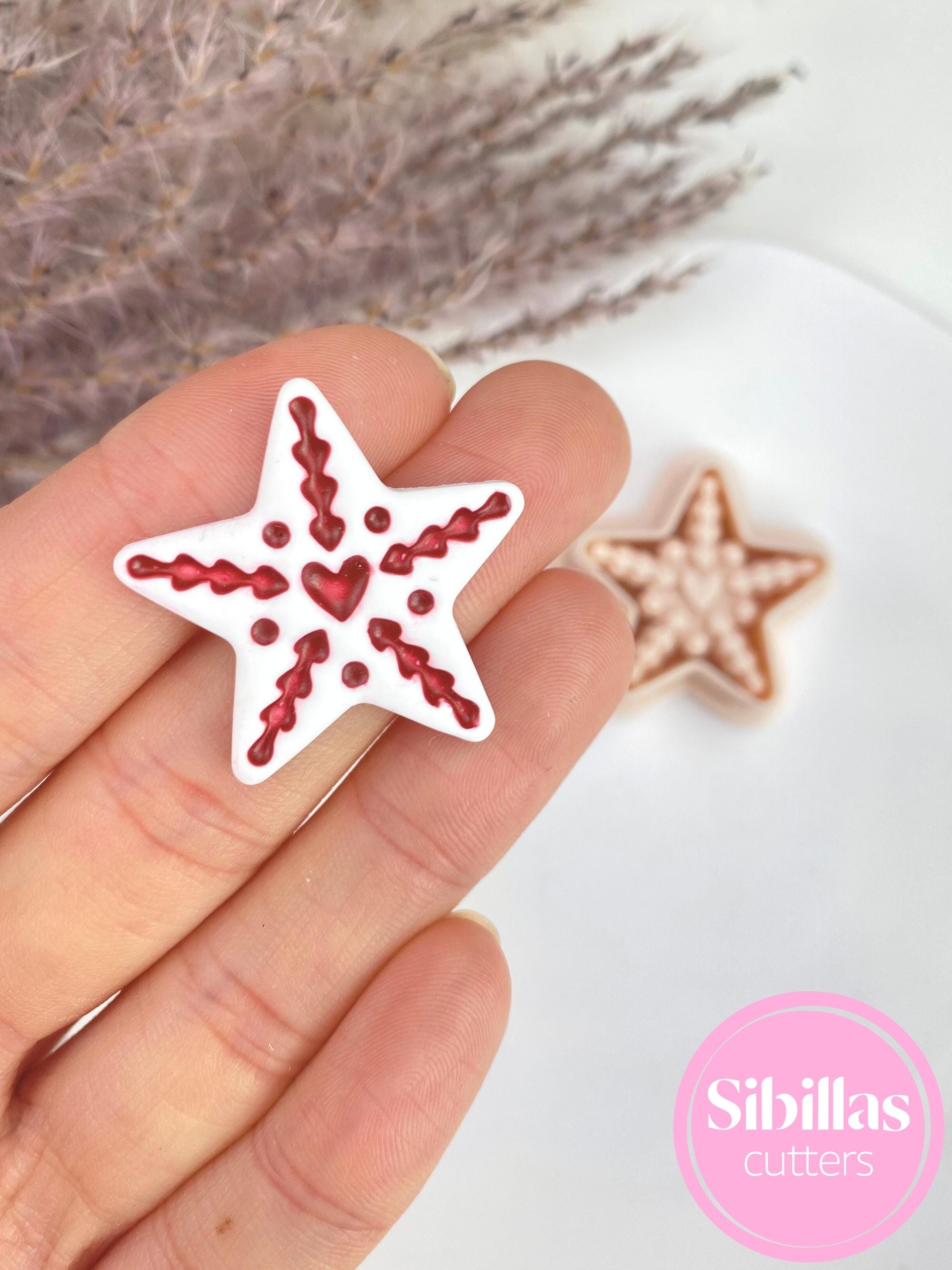 Scandinavian star clay cutter set for Christmas earrings