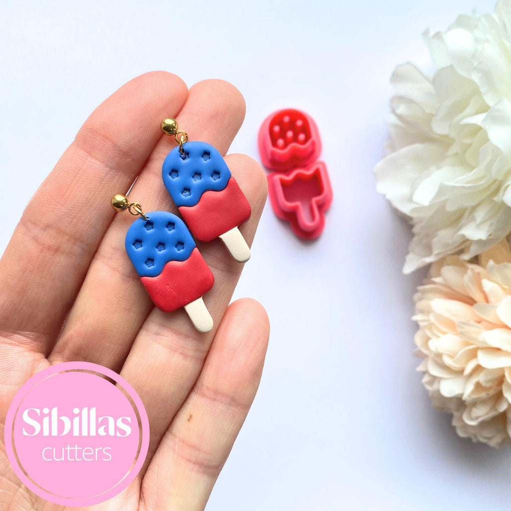 USA-themed popsicle clay cutter for creating polymer clay earrings and decorations