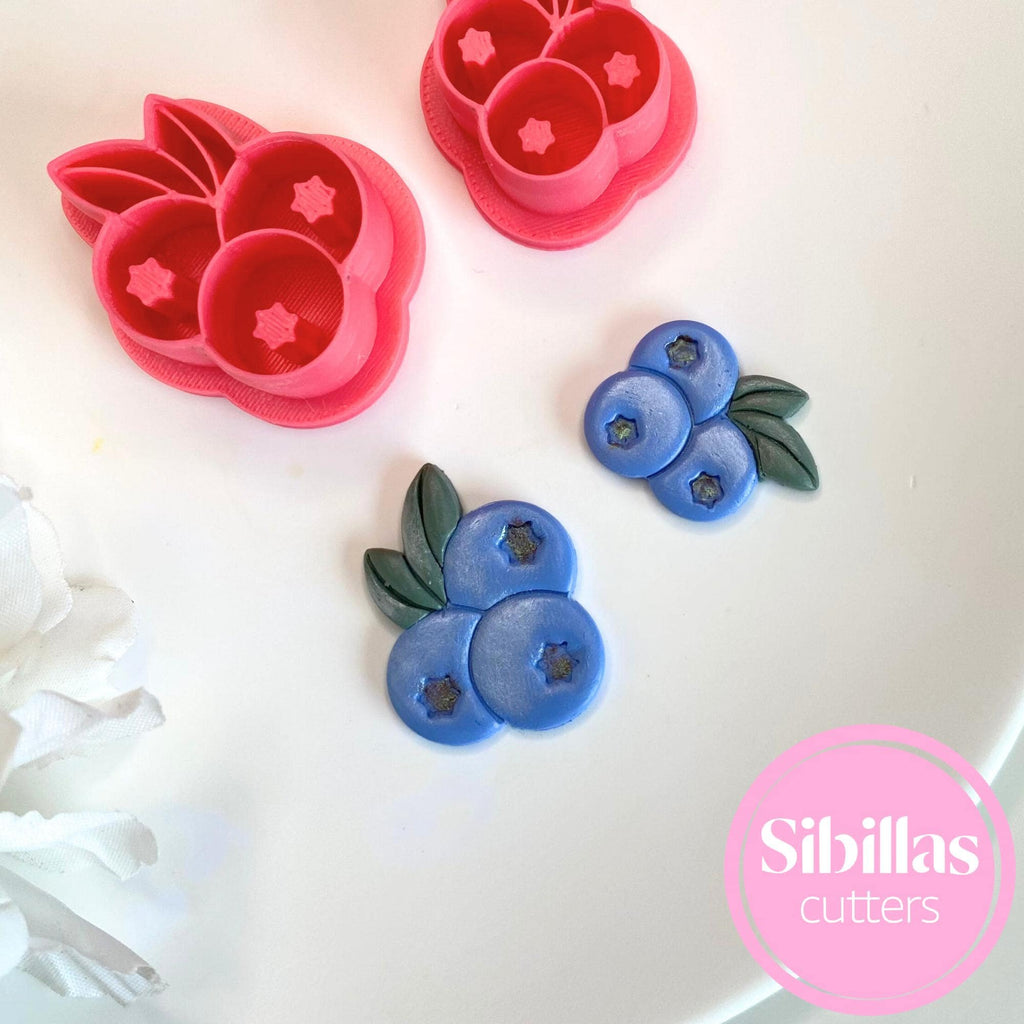 Whimsical blueberry clay cutter for fun berry earrings and craft projects