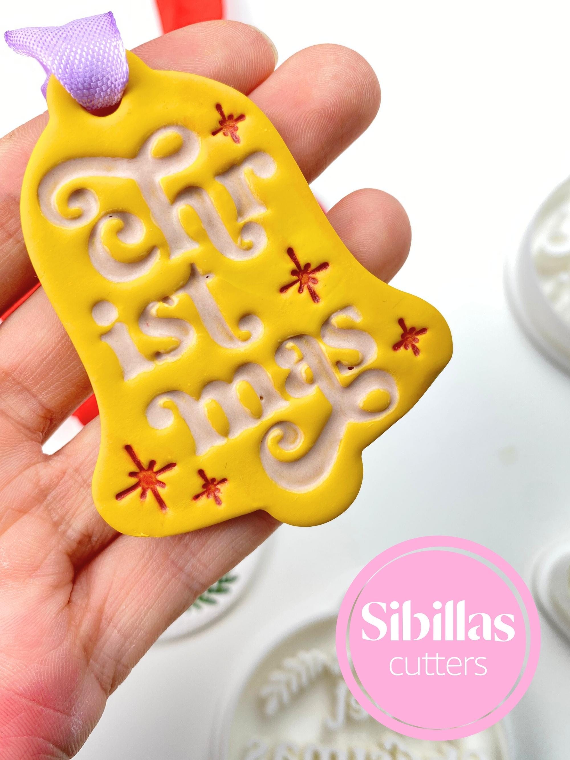 Winter ceramic stamps and bell clay cutters for festive clay projects