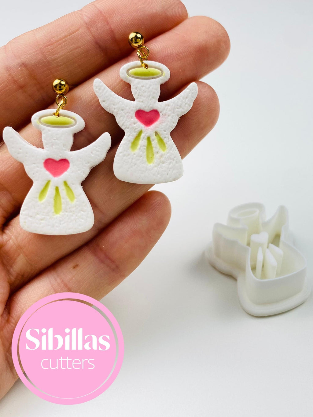 Angel and heart clay cutter for Valentine’s Day and Christmas earrings