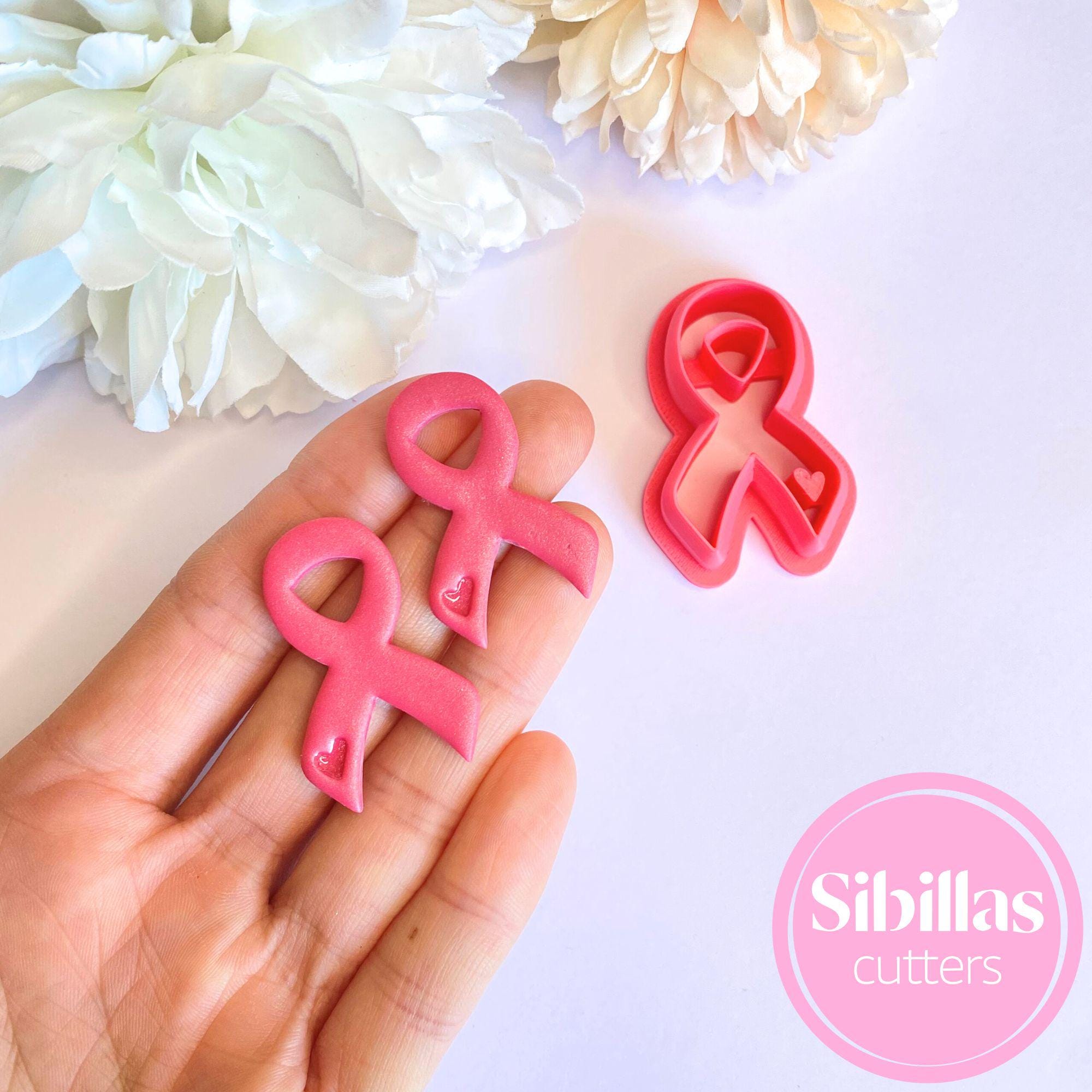 Ribbon-shaped polymer clay cutter for handmade awareness jewelry and projects