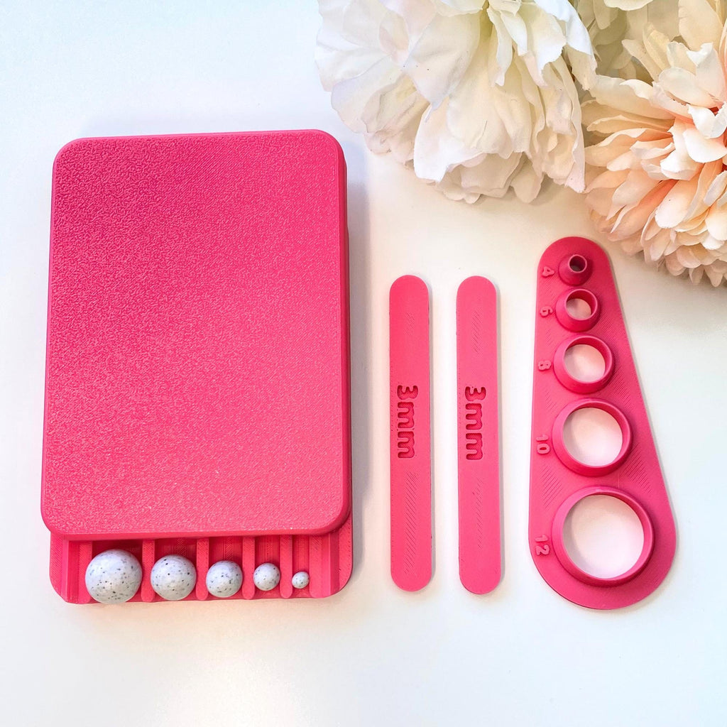 Clay bead roller tool for crafting uniform round beads in 4–12mm sizes.