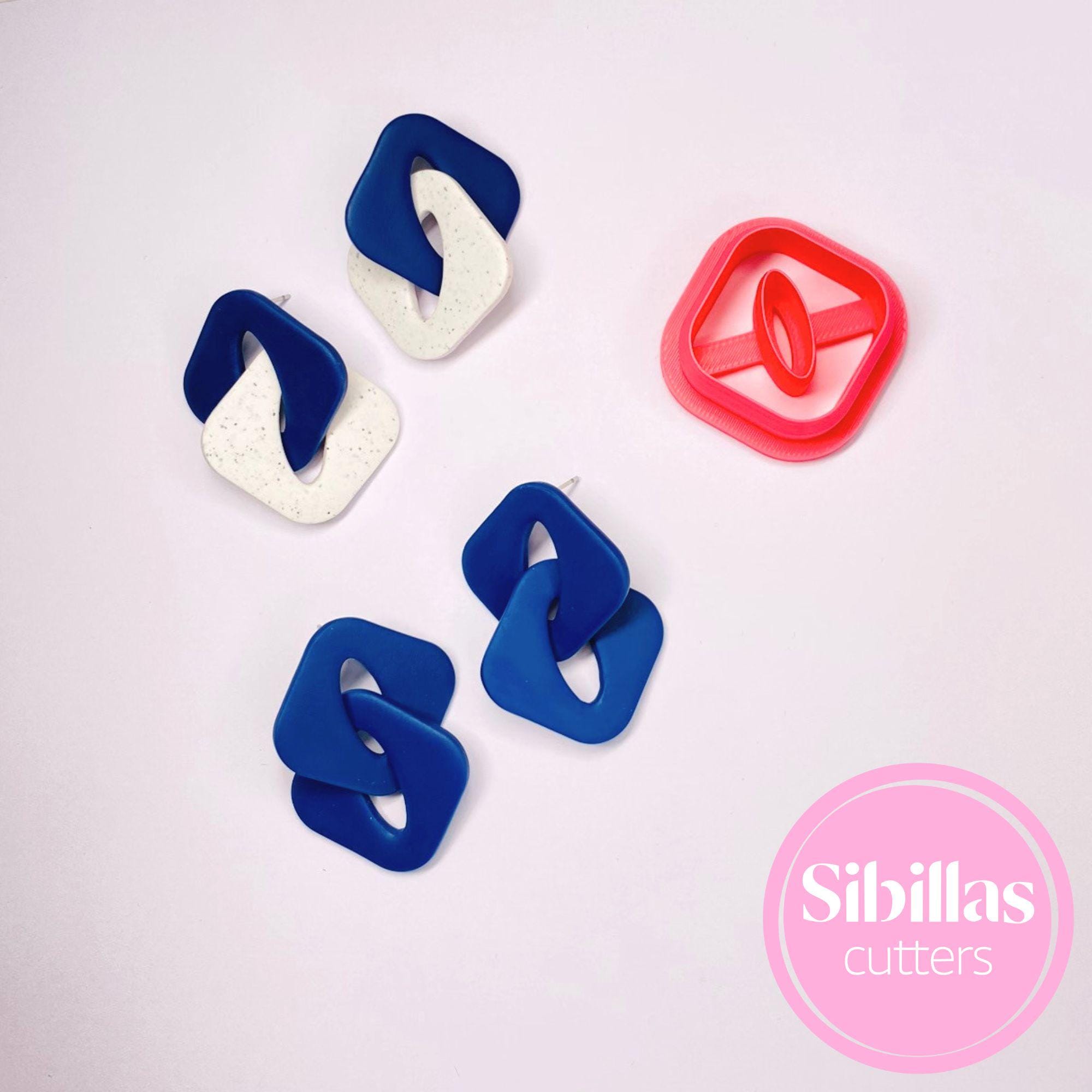 DIY jewelry tool: chain polymer clay cutter for geometric clay earrings