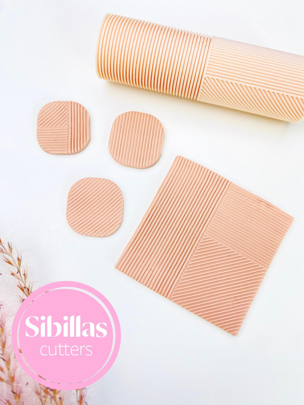 Polymer clay texture tool featuring three lines design for handmade pottery and crafts