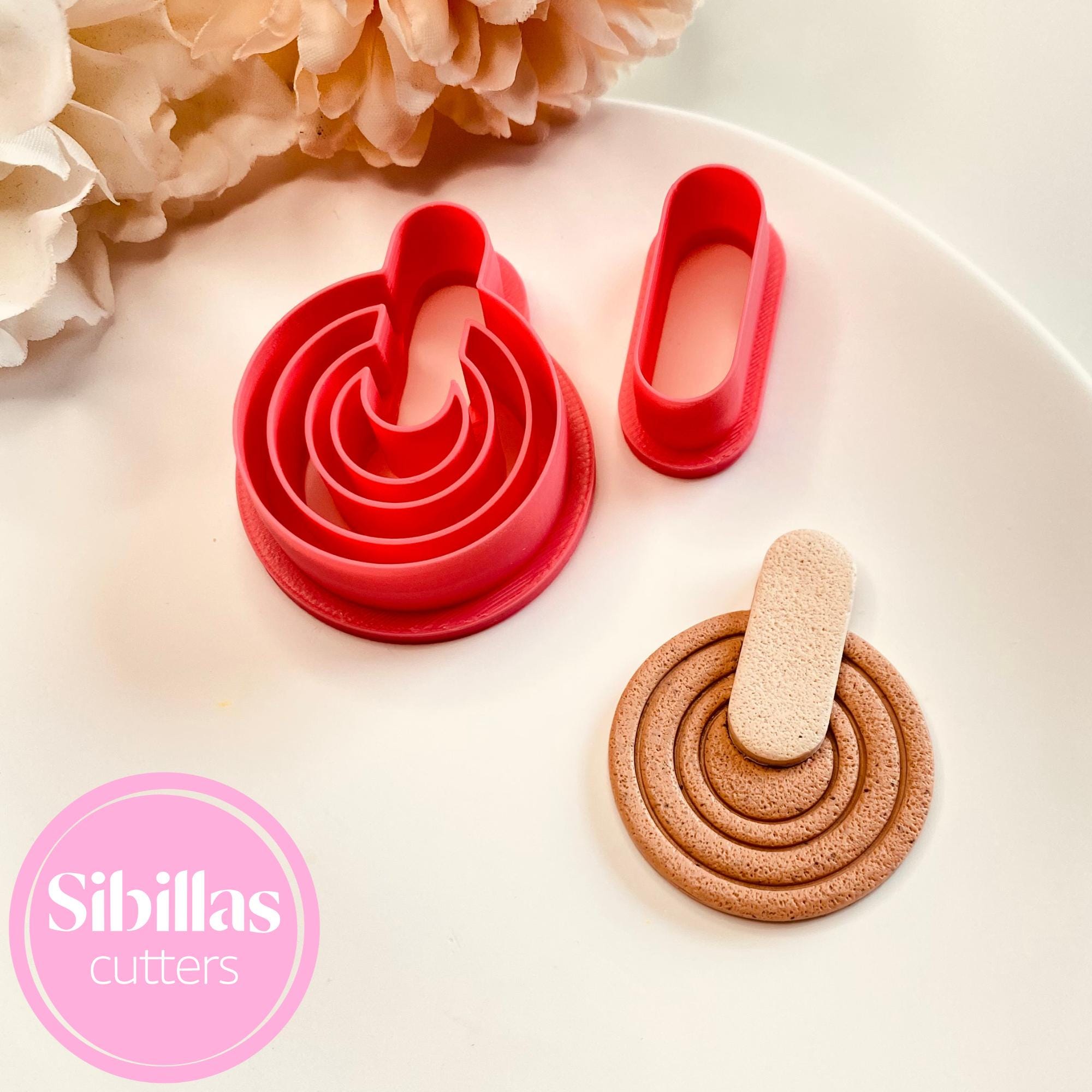 Boho geometric clay cutter and earring stamp for polymer clay jewelry projects