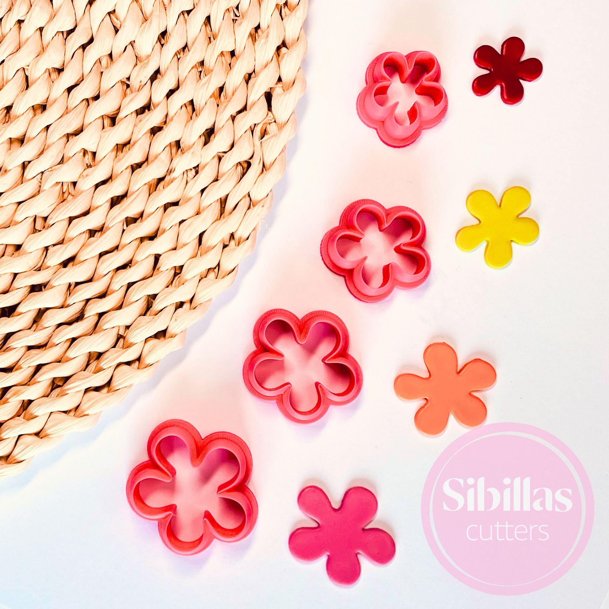 Polymer clay cutter with abstract flower shape for boho-style jewelry making