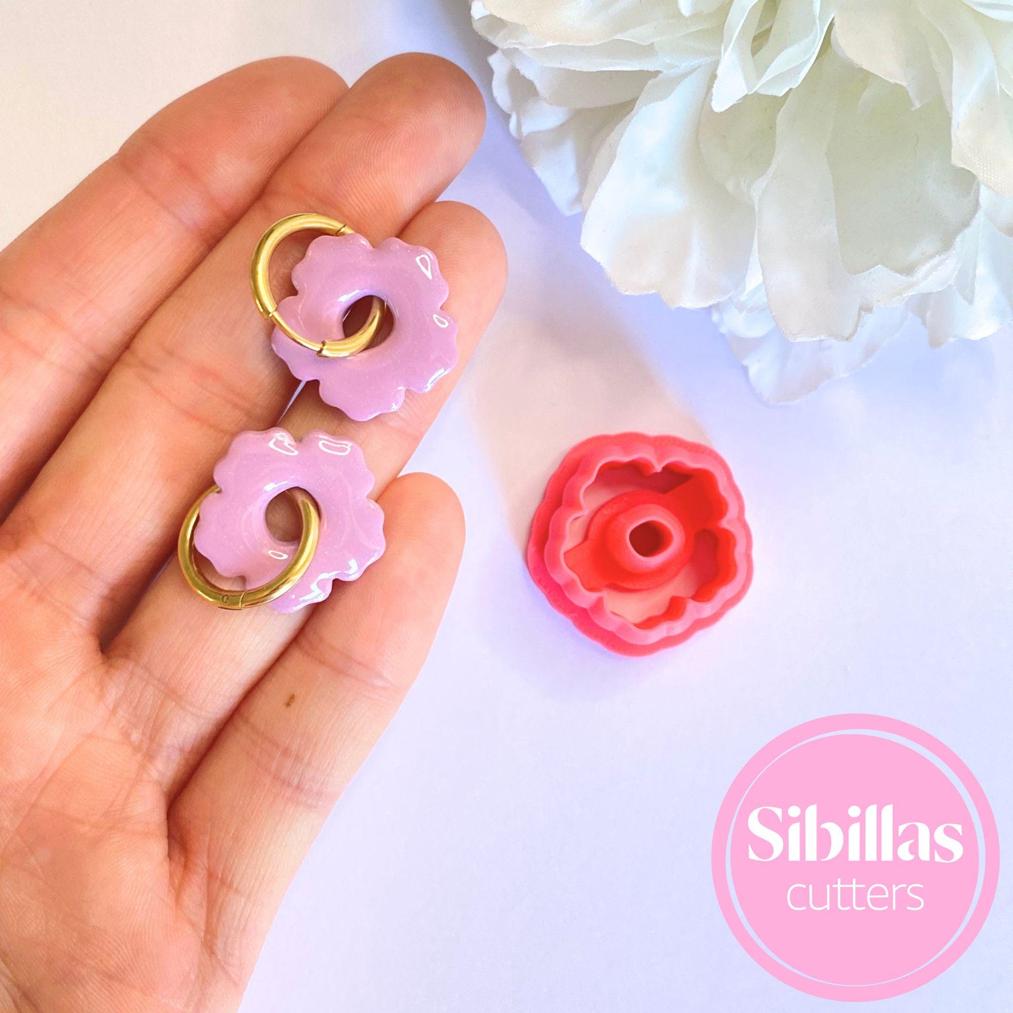 Boho flower polymer clay cutter for earrings, charms, and DIY jewelry projects