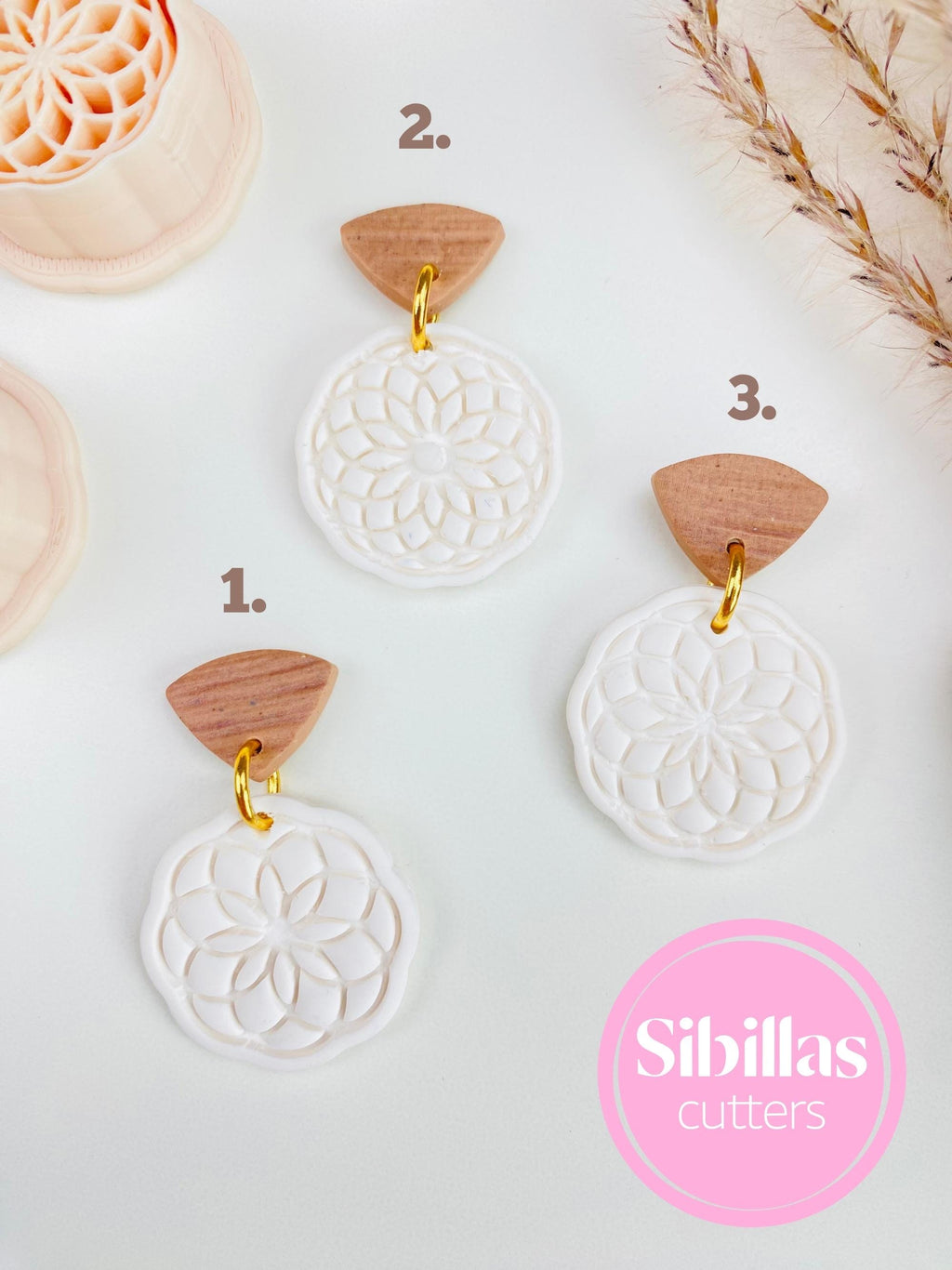 Polymer clay cutter set featuring mandala patterns for handmade earrings and jewelry