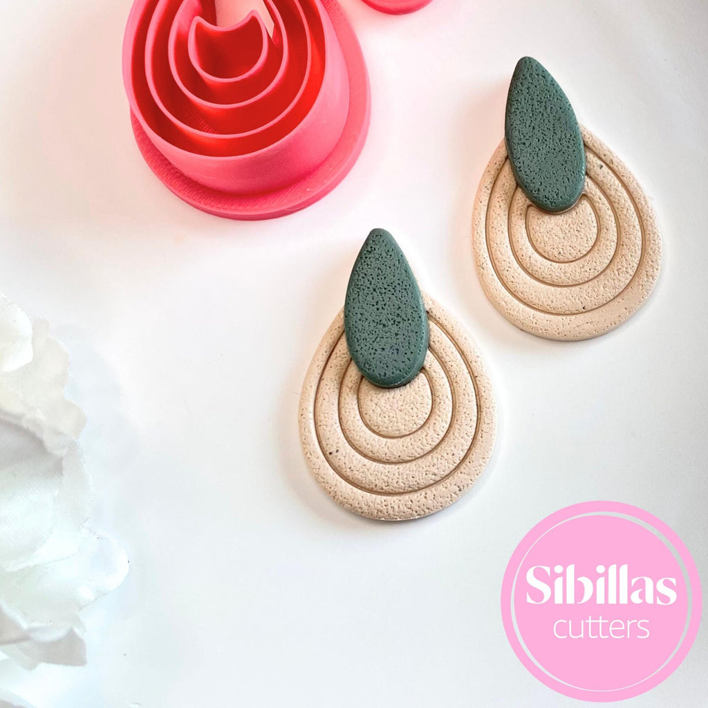 Boho leaf clay cutter with embossed details for polymer clay earrings and crafts