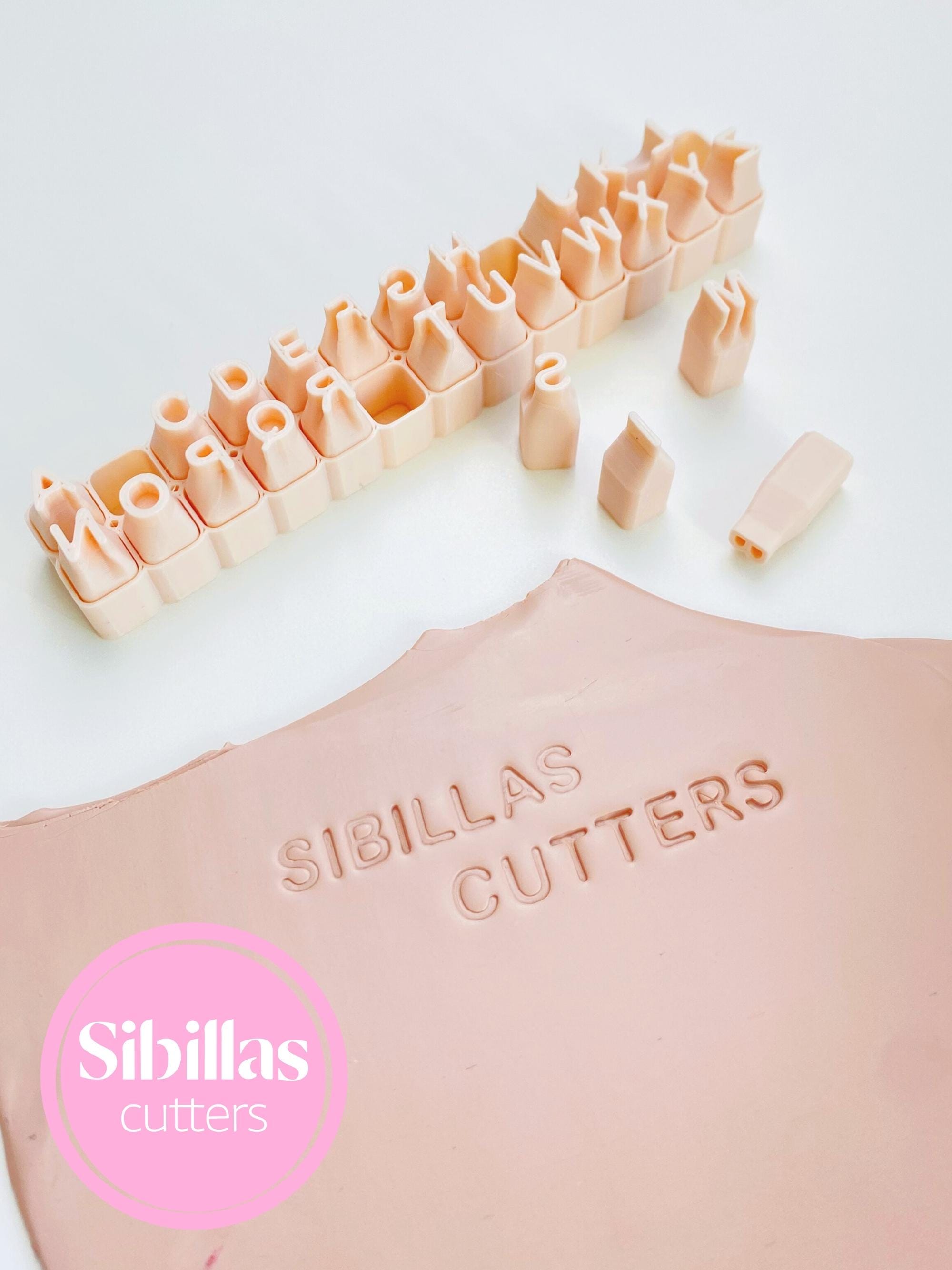 Alphabet imprint tool for clay, pottery, and ceramics with uppercase fonts