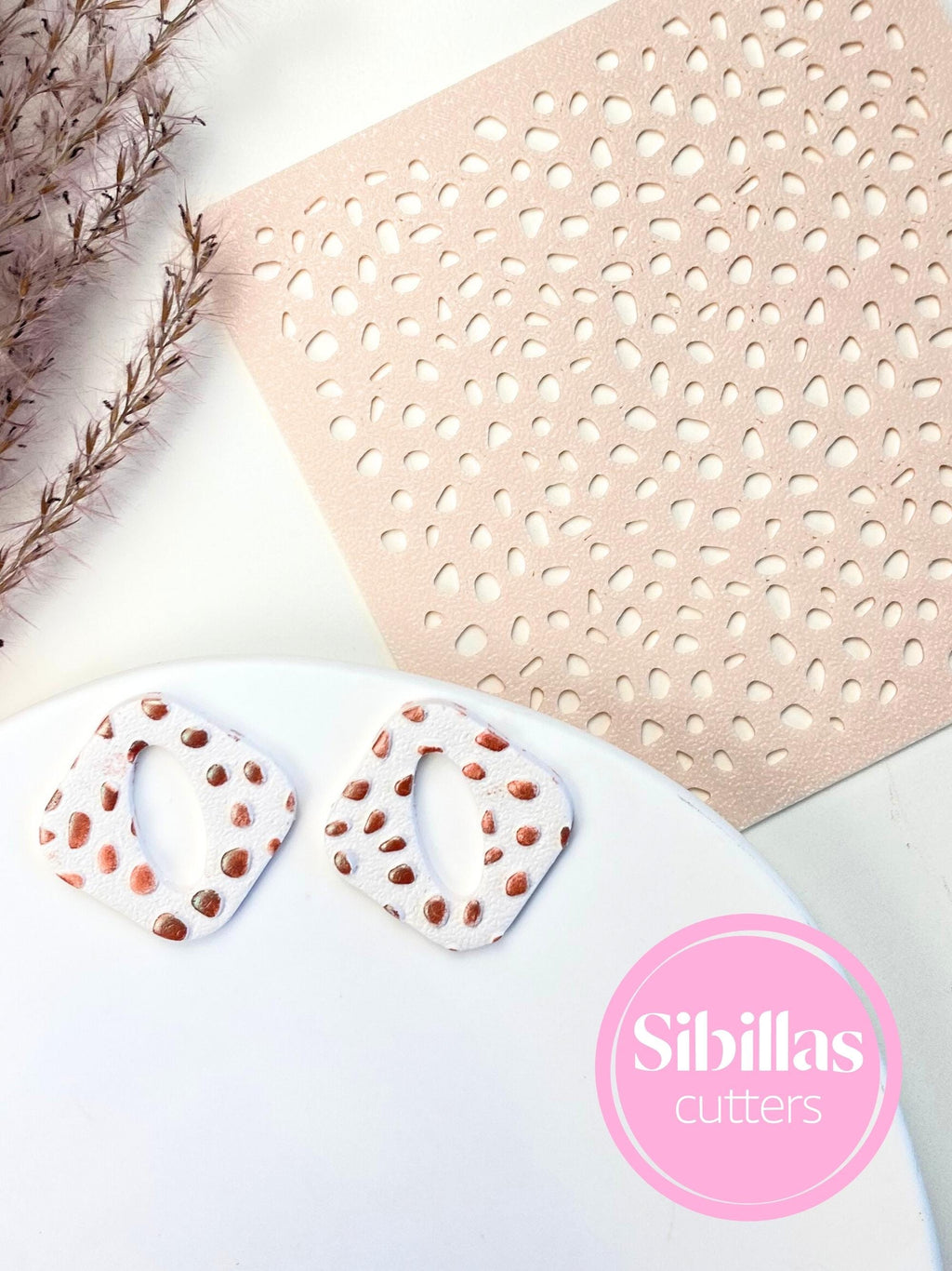 Reusable terrazzo texture stencil for creating polymer clay sheets and charms