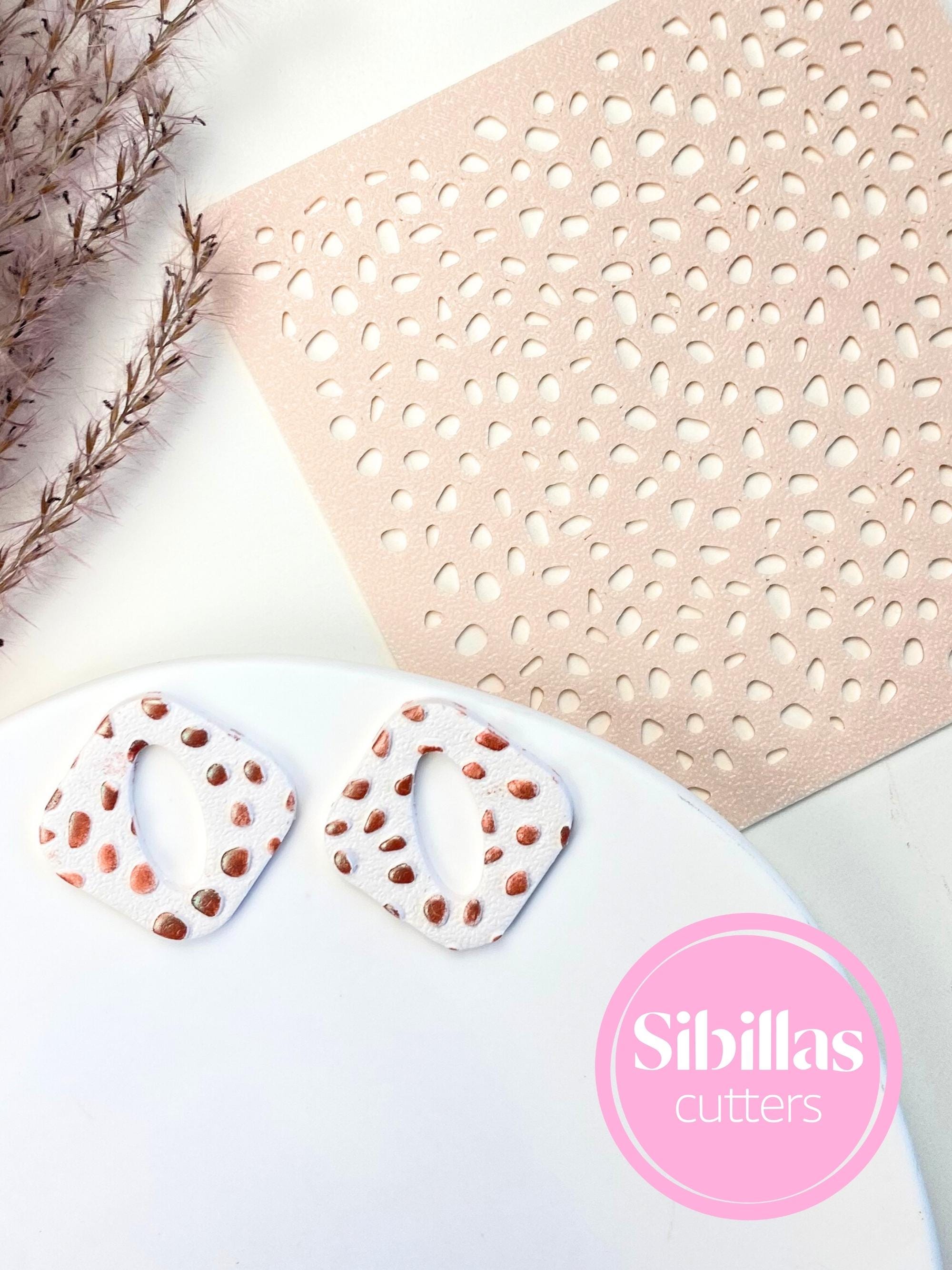 Reusable terrazzo texture stencil for creating polymer clay sheets and charms