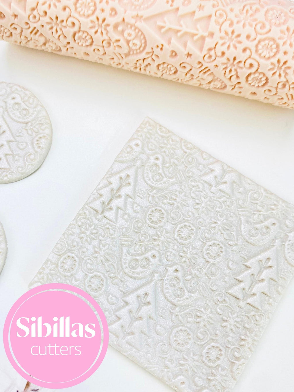 DIY crafting tool: folk Christmas polymer clay texture roller for pottery, ceramics, and crafts